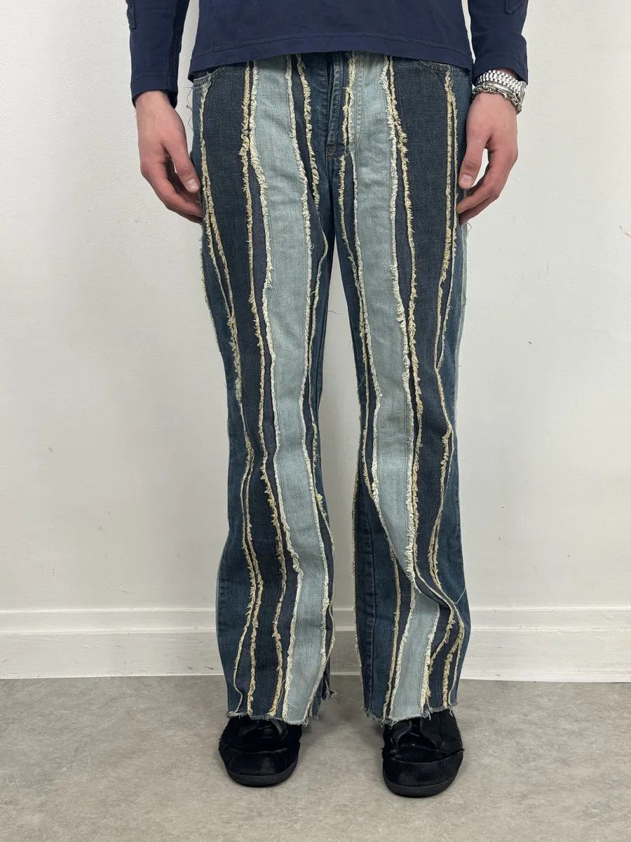 Moschino 2000s Moschino Denim Lines Blue Destroyed Jeans Size US 30 / EU 46 - 3 Thumbnail
