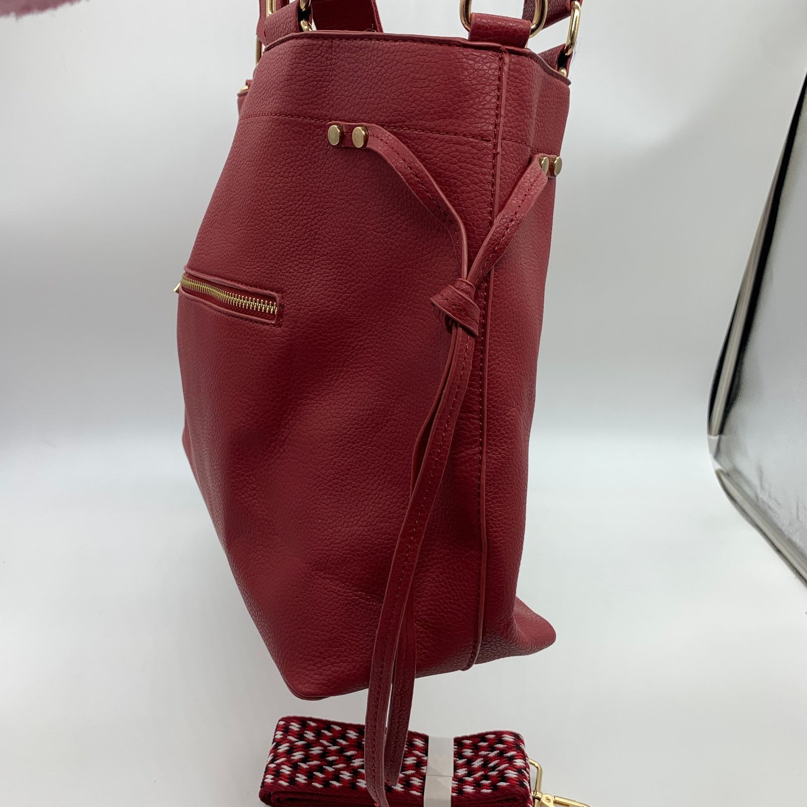 Other AHDORNED Red Purse North/South Double Handle Tote Size ONE SIZE - 10 Thumbnail