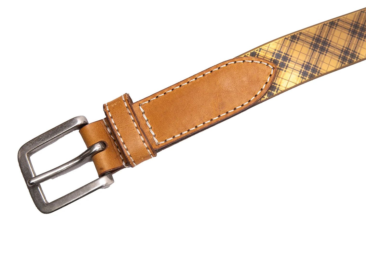Issey Miyake Metallic Bias Check Leather Belt in Bronze Size ONE SIZE - 3 Thumbnail