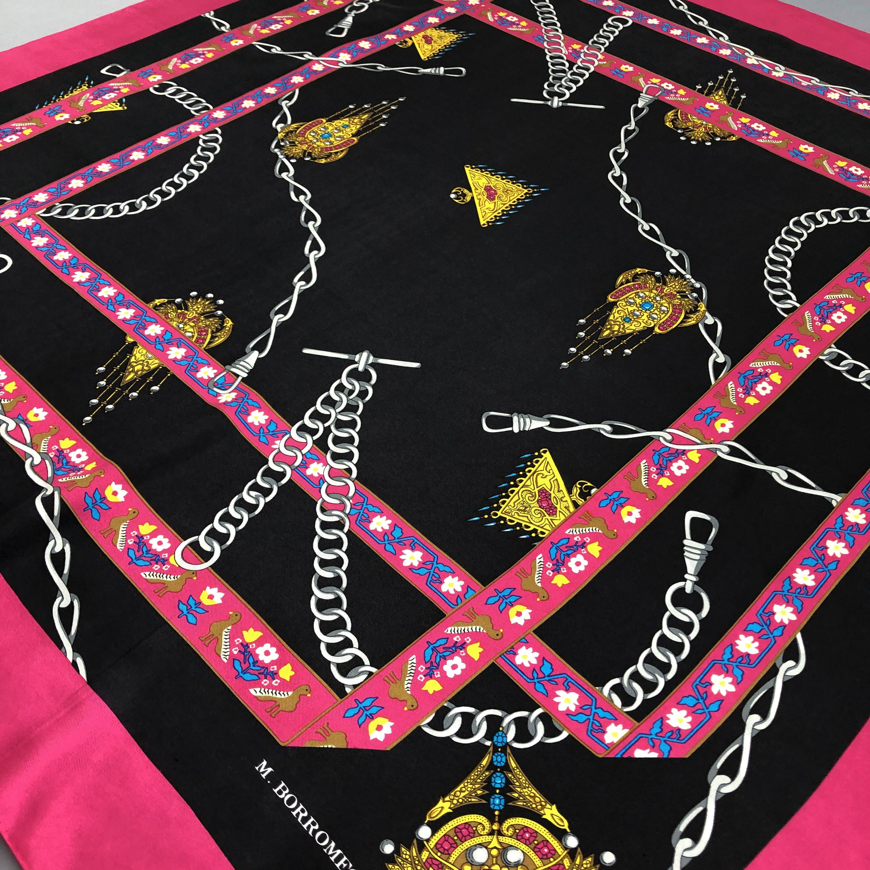 Vintage Vintage M.Borromeo SILK Scarf Twill Stole Wraps Scarves Size ONE SIZE - 6 Thumbnail