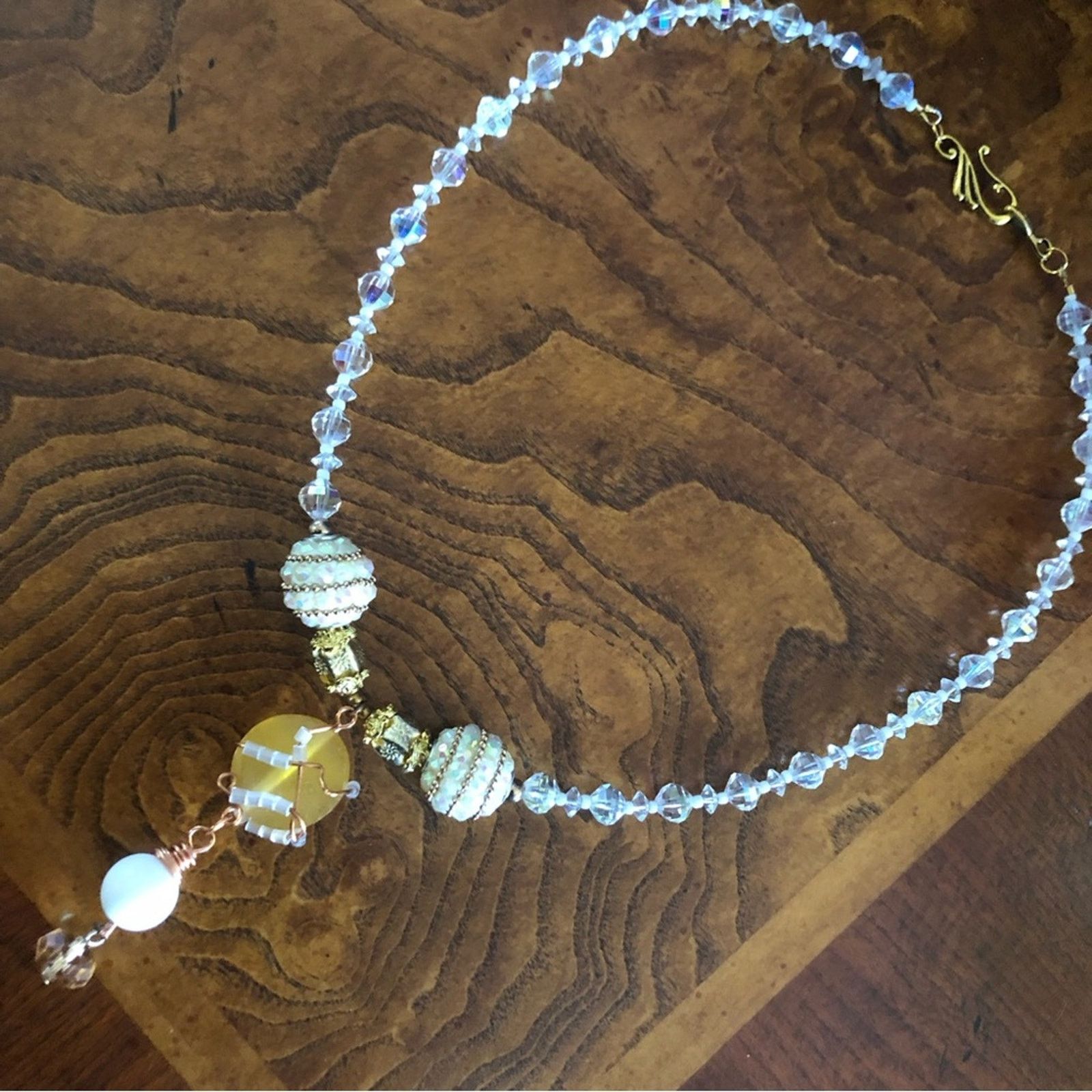 Handmade Handcrafted repurpose wired pendant faceted crystal necklace Size ONE SIZE - 8 Thumbnail