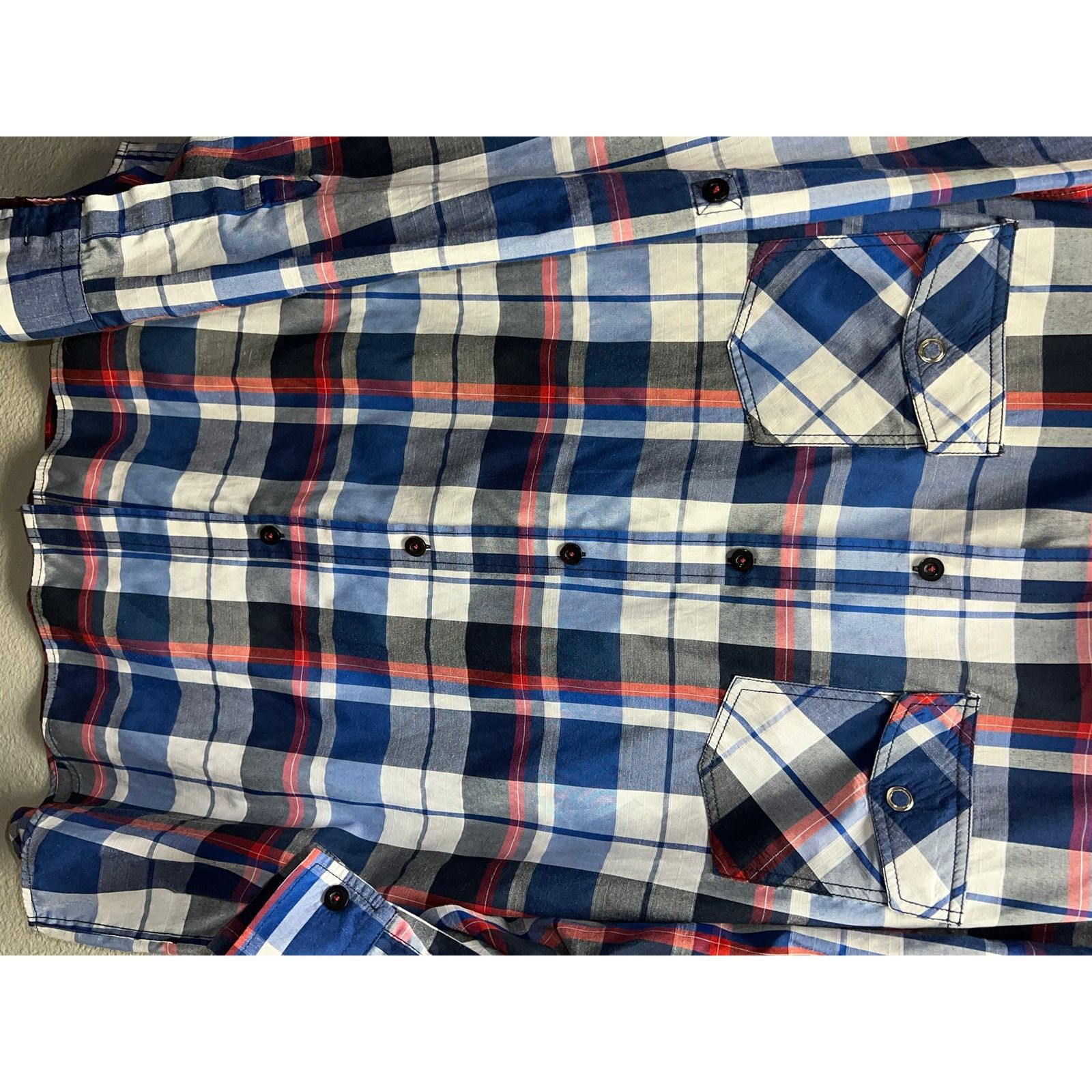 Eighty Eight Eighty Eight Platinum Button Up Shirt Blue Red Shirt 4XL 4X Size US XXL / EU 58 / 5 - 4 Thumbnail