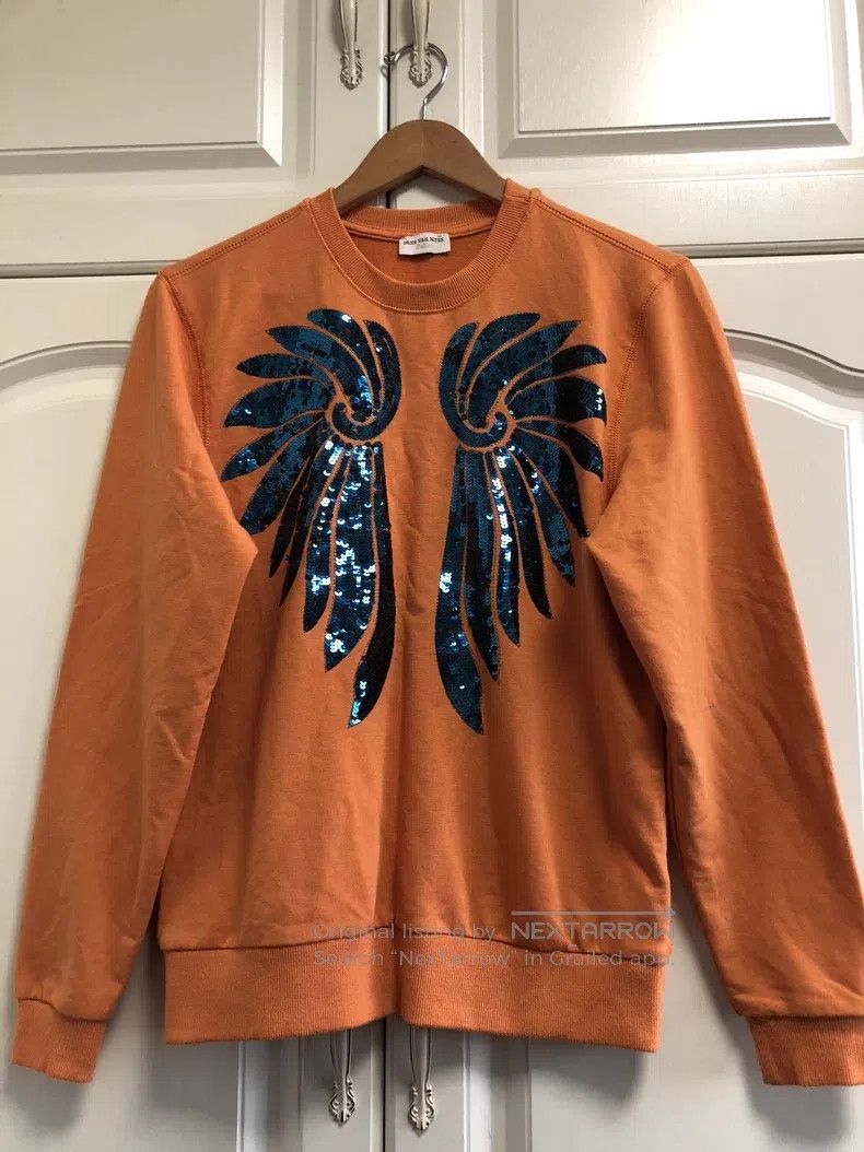 Dries Van Noten Dries Van Noten Orange Sequin Wing Hoodie Size M / US 6-8 / IT 42-44 - 5 Thumbnail