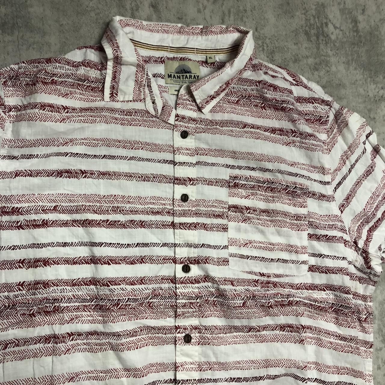 Other Mantaray white and burgundy striped button up shirt #stripes Size US XL / EU 56 / 4 - 2 Thumbnail
