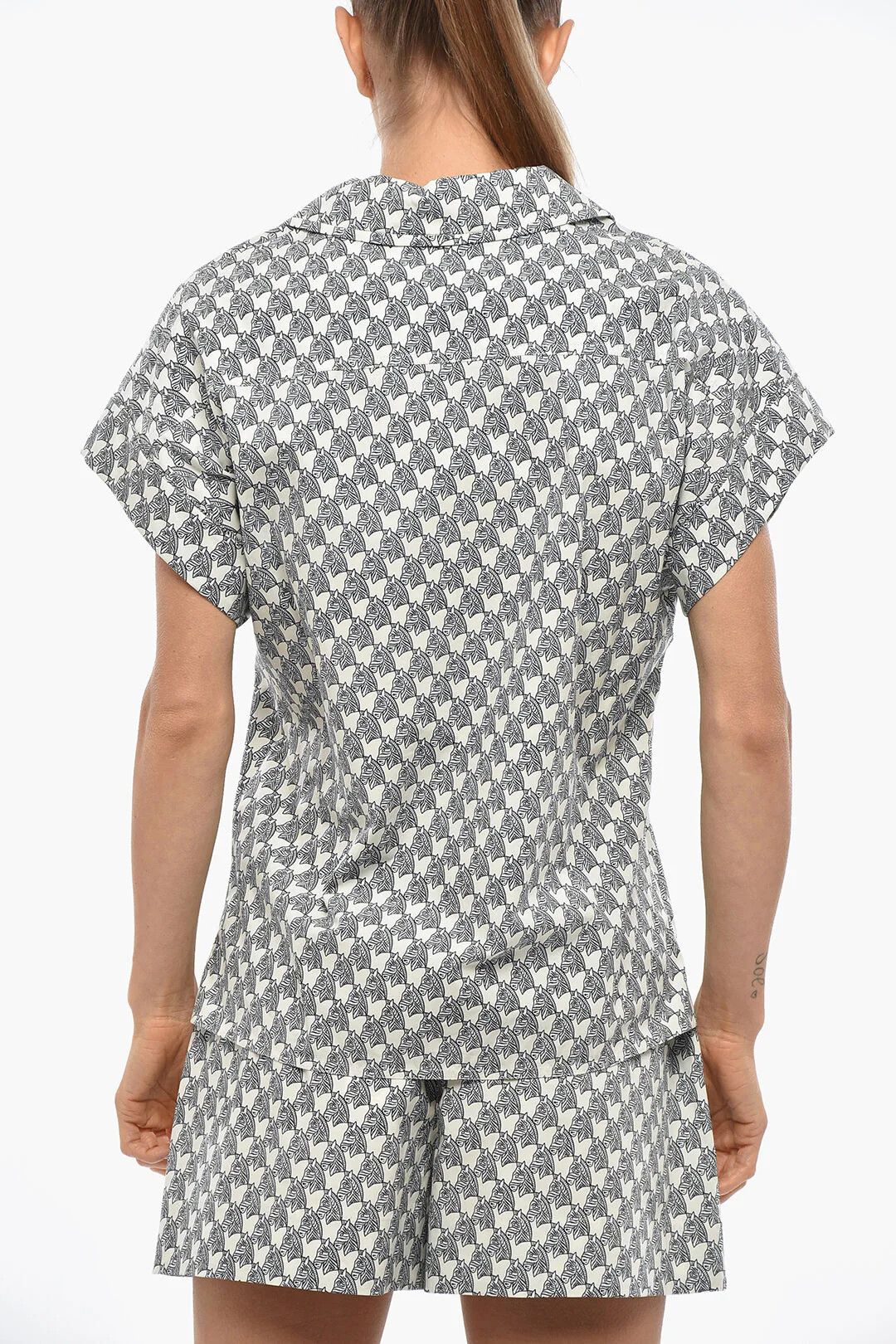 Tory Burch og1mm0426 Cotton Short-Sleeve Shirt in Blue Size M / US 6-8 / IT 42-44 - 3 Thumbnail