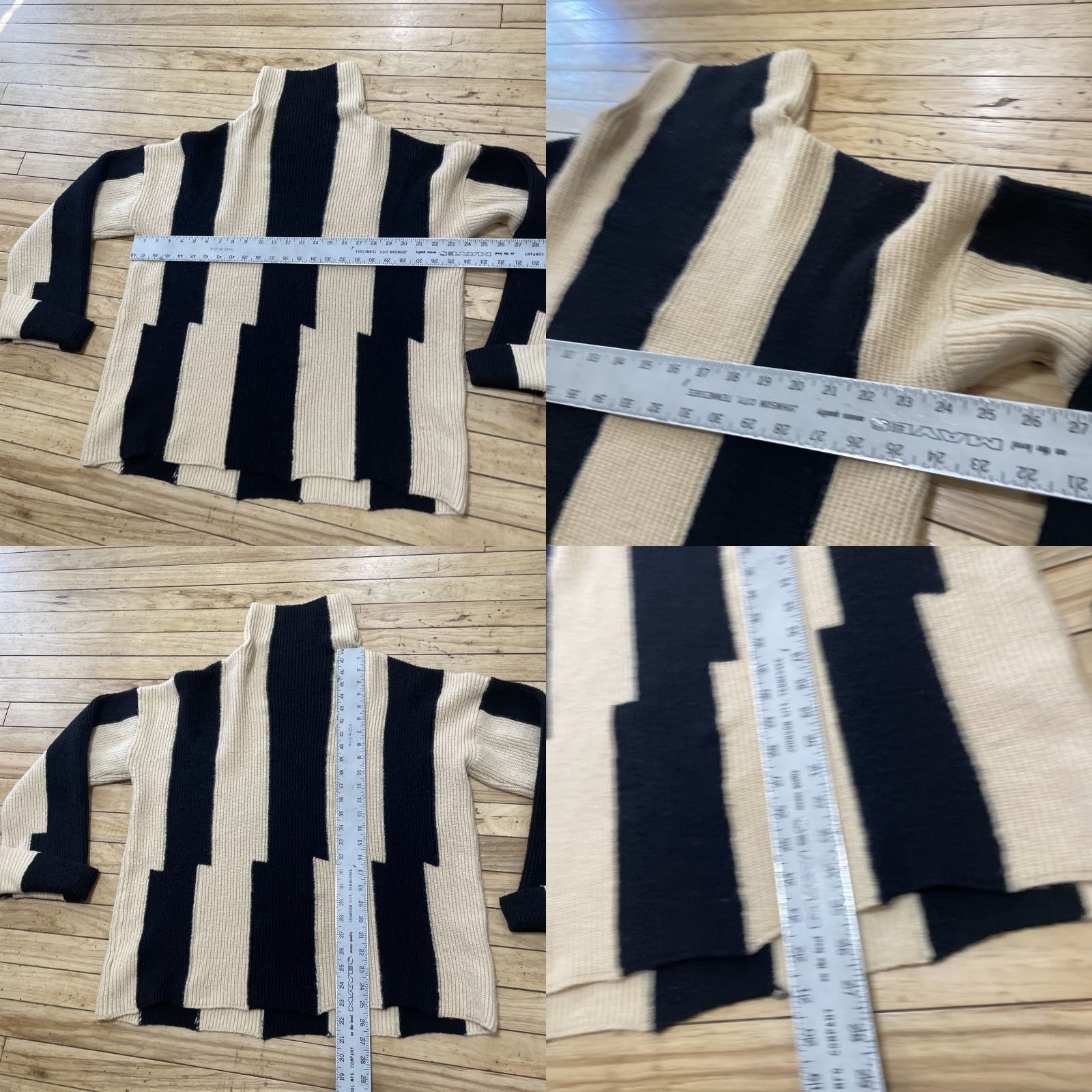 Vintage VINTAGE Stylewe Turtleneck Sweater Women L Black Cream Stripe 90s Style Knit #1402909 Size L / US 10 / IT 46 - 8 Thumbnail