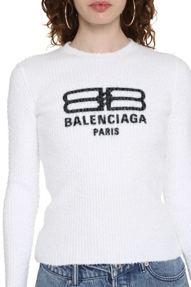 Balenciaga o1mle0824 License Long Sleeve Crewneck in White Size S / US 4 / IT 40 - 5 Thumbnail