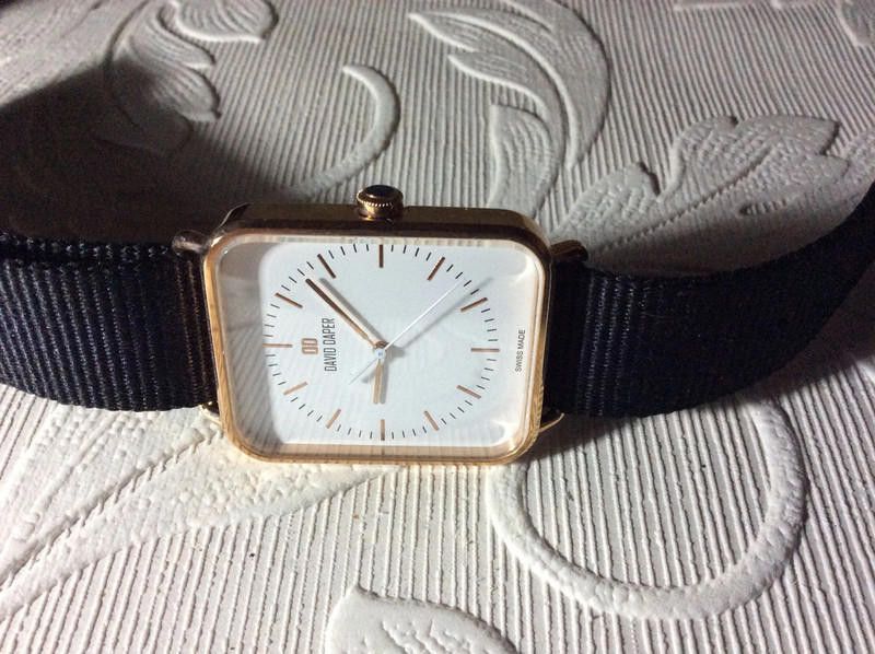 Designer David Daber Swiss made men's white dial blacl strap watch Size ONE SIZE - 6 Thumbnail
