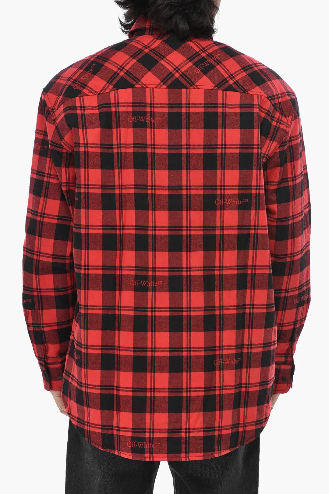 Off-White og1mm0526 Cotton Flannel Padded Overshirt in Red/Black Size US S / EU 44-46 / 1 - 2 Thumbnail