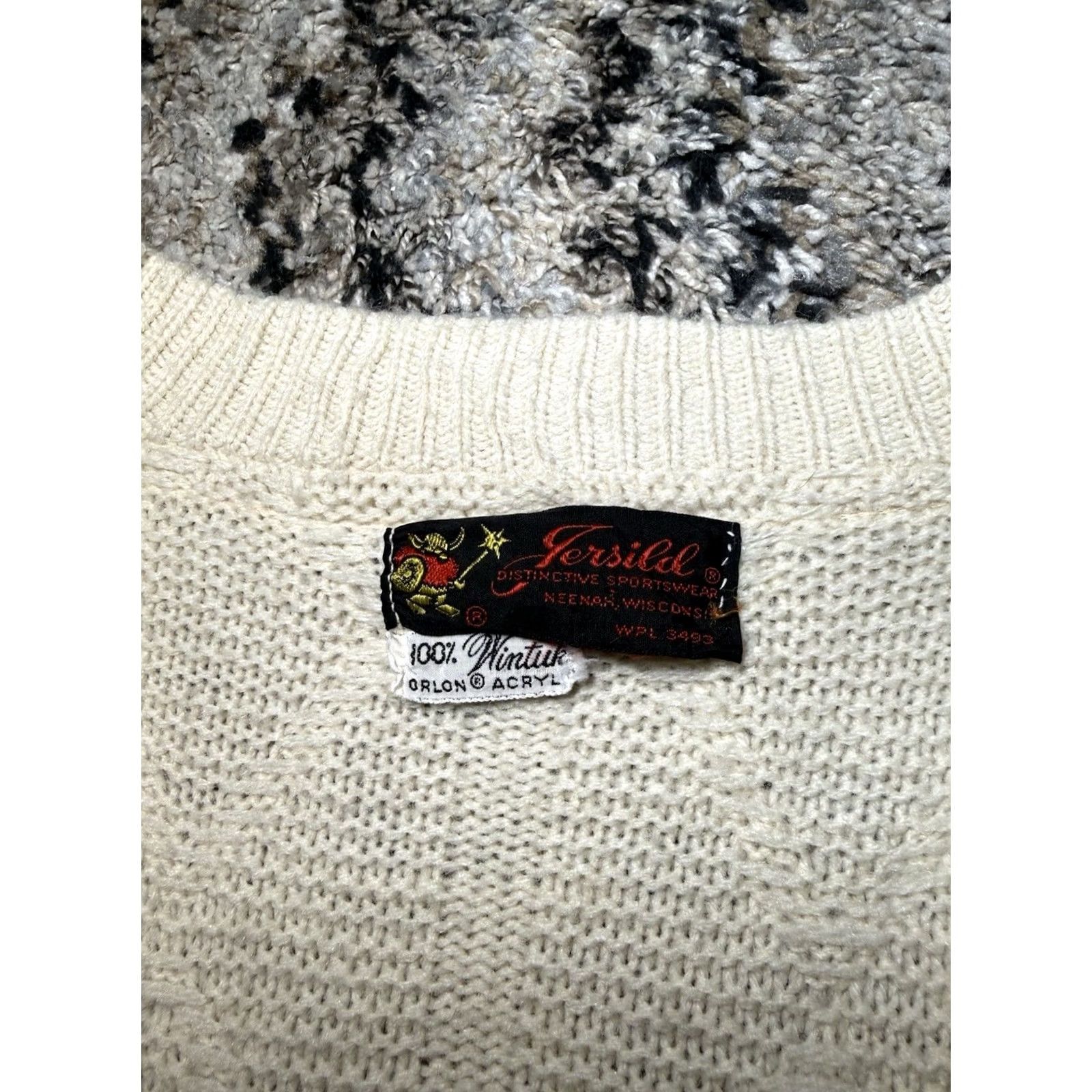Vintage VINTAGE JERSILD GRANDPA CARDIGAN SWEATER Mens XL USA Cable Knit Fisherman 60s 70s Ivory Geometric Size US XL / EU 56 / 4 - 4 Thumbnail