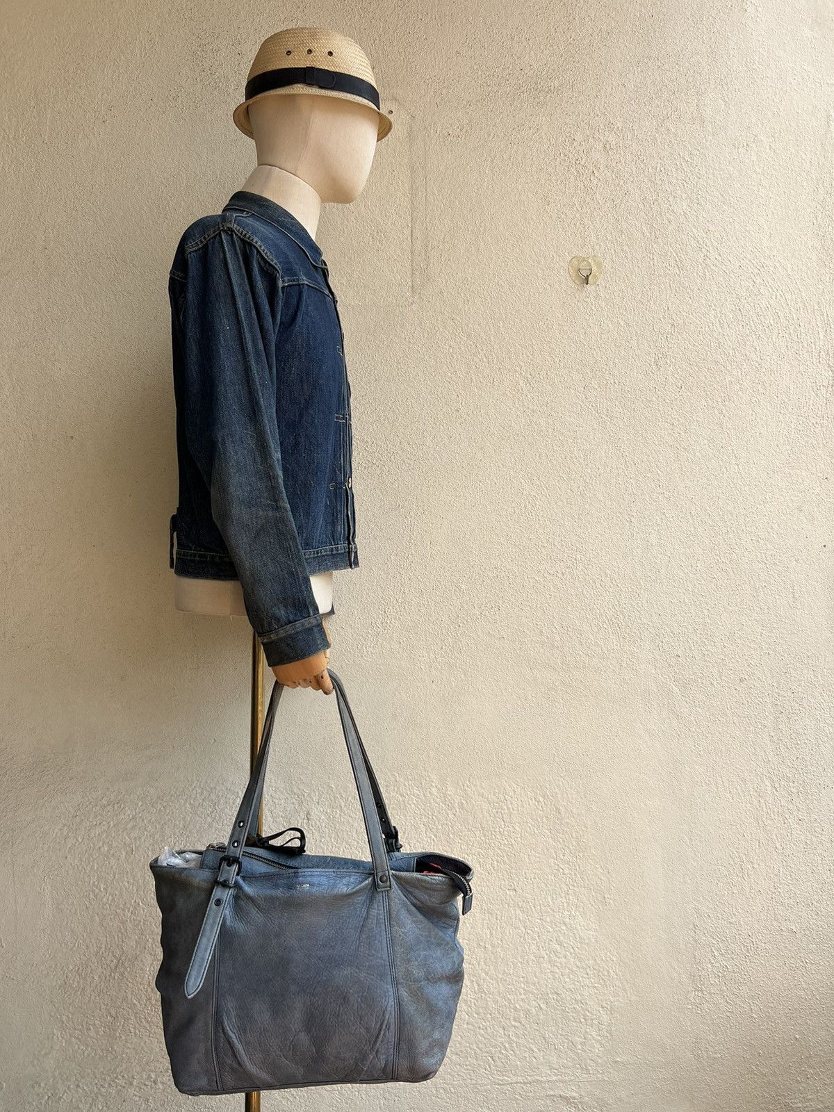 Leather DECADE Japan Distress Dirty Patina Leather Bag Tote Size ONE SIZE - 3 Thumbnail