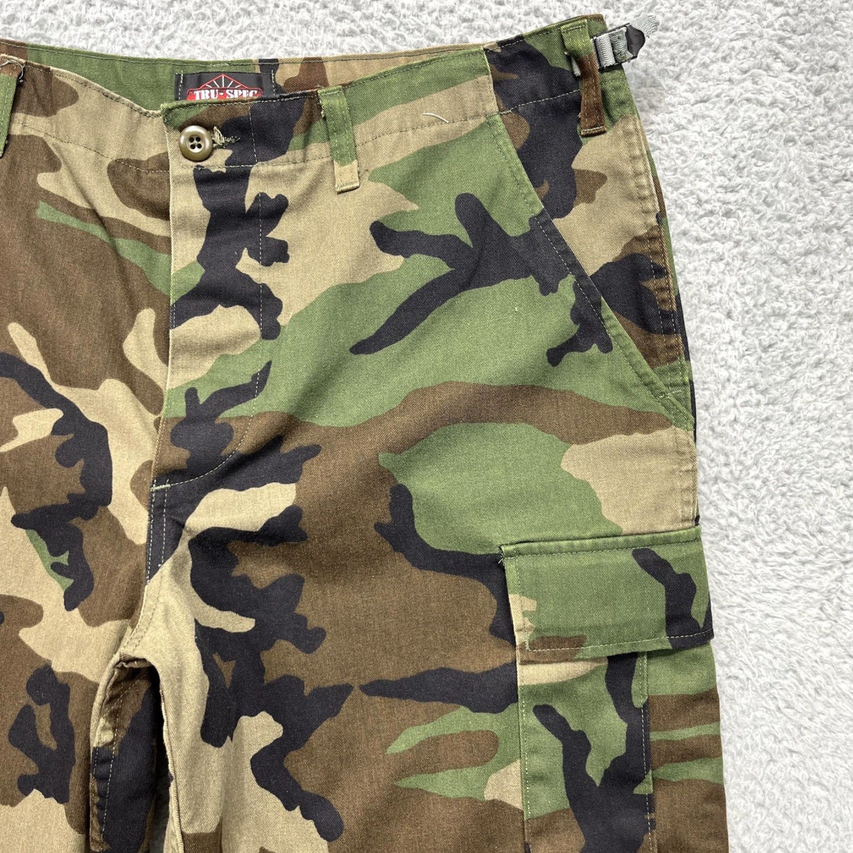TRU-SPEC Pants Mens Large Woodland Camo Cargo BDU Adjustable Waist Drawstring