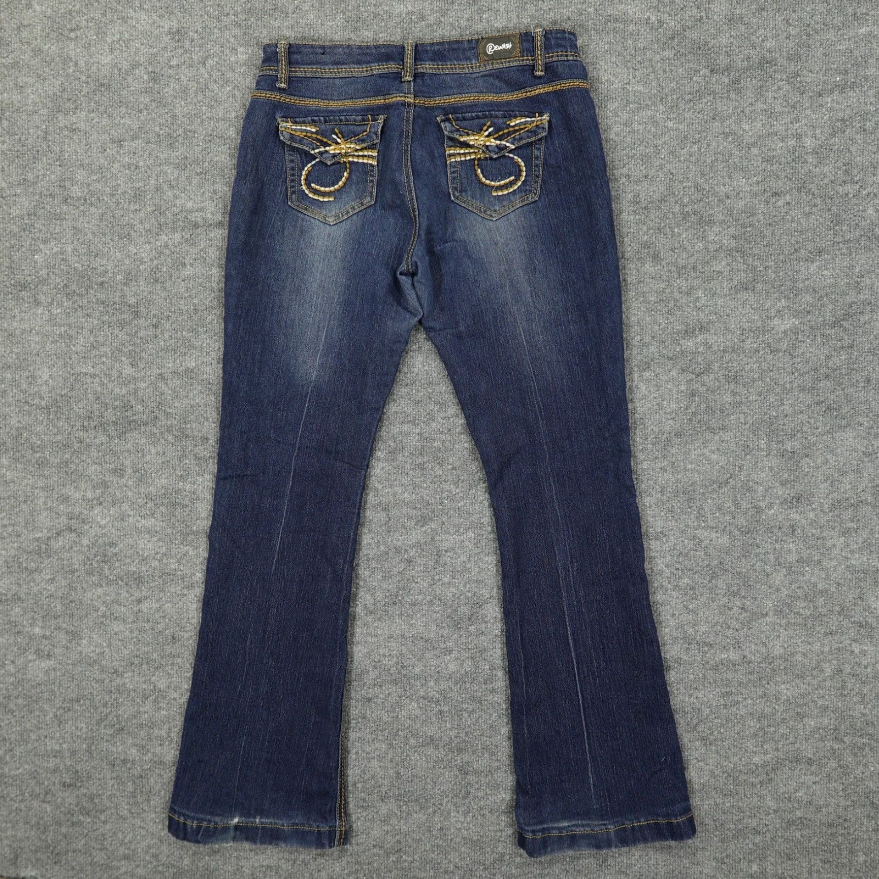 Vintage Rewash Jeans Womens 9 Bootcut Flare Stretch Denim Embroidered Dark Wash Blue Jeans Size 30" / US 8 / IT 44 - 2 Thumbnail