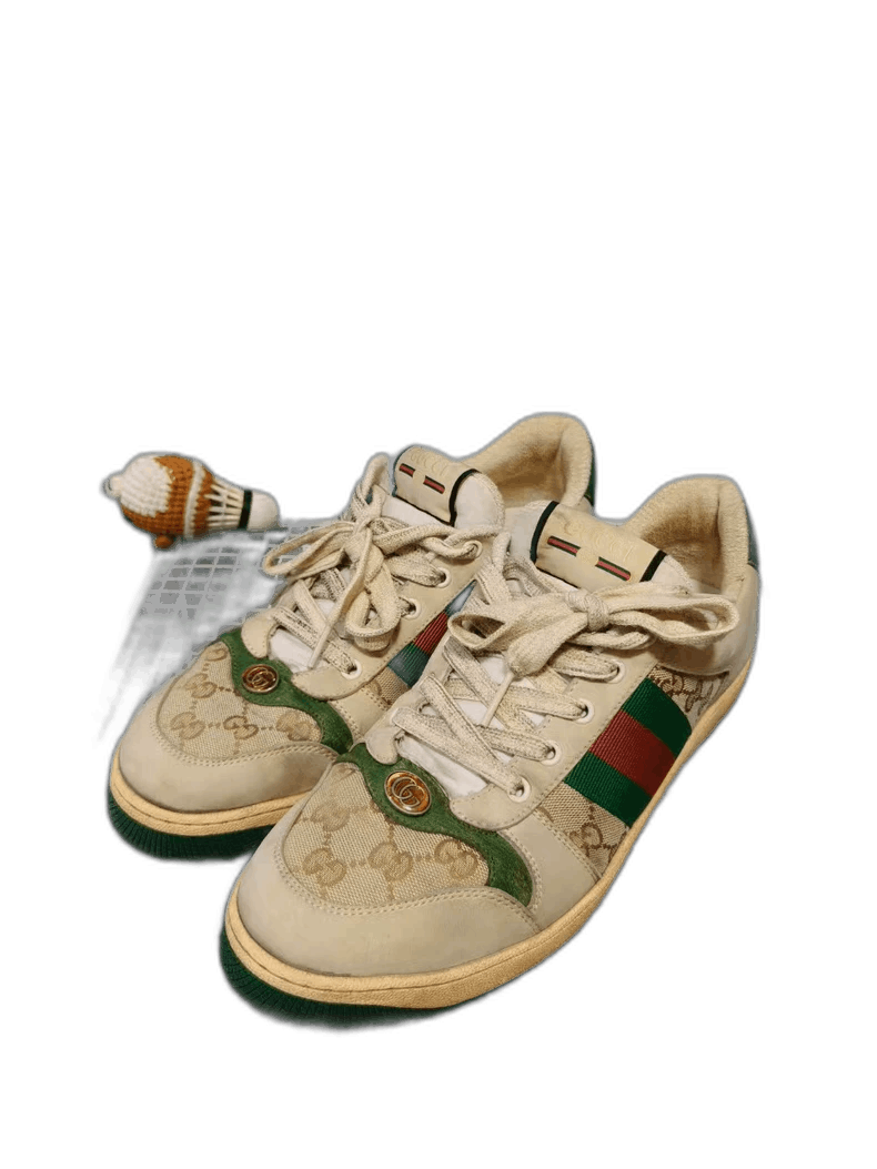 Gucci White Green Vintage Style Sneakers-2505
