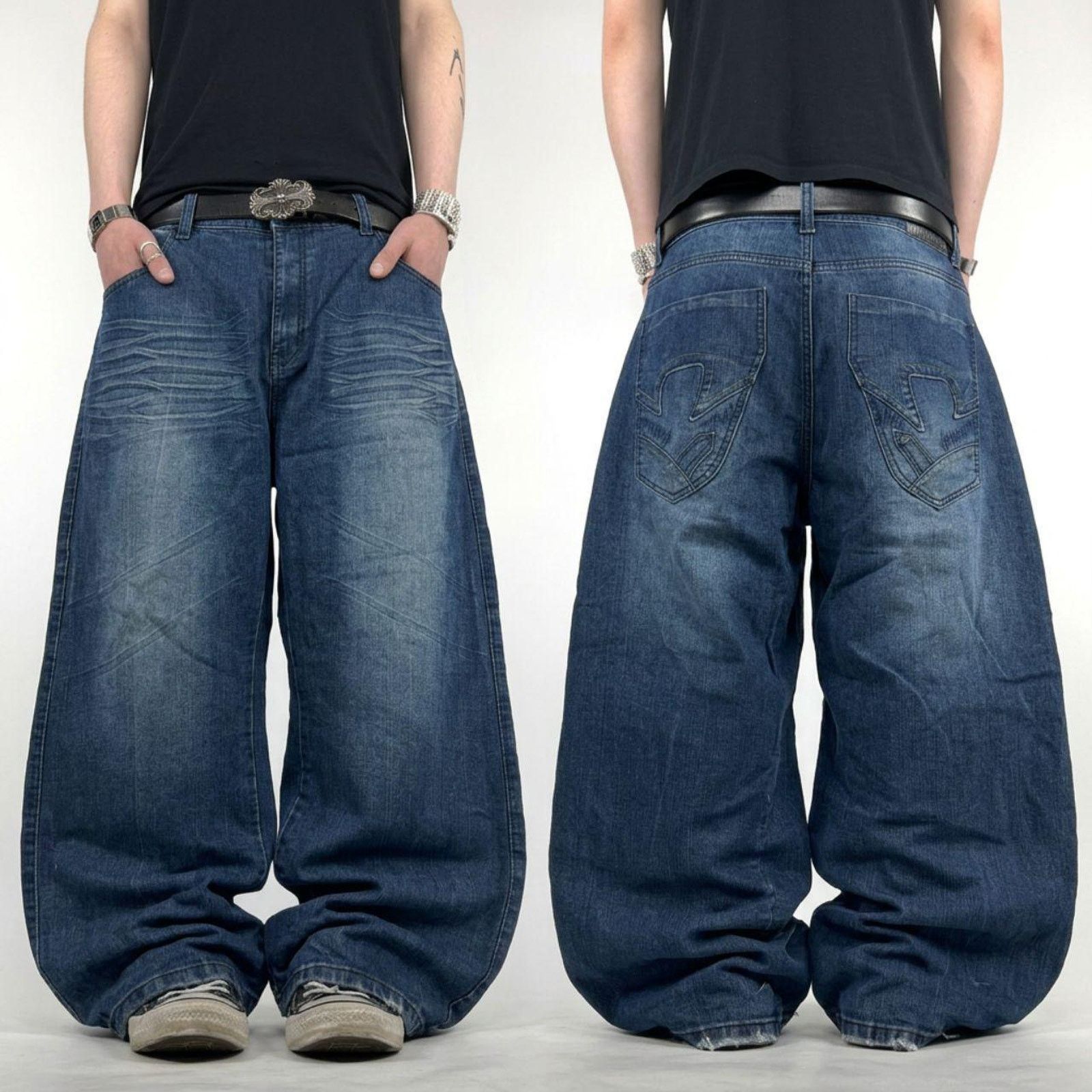 Vintage y2k rare grunge baggy wide leg faded archive jeans