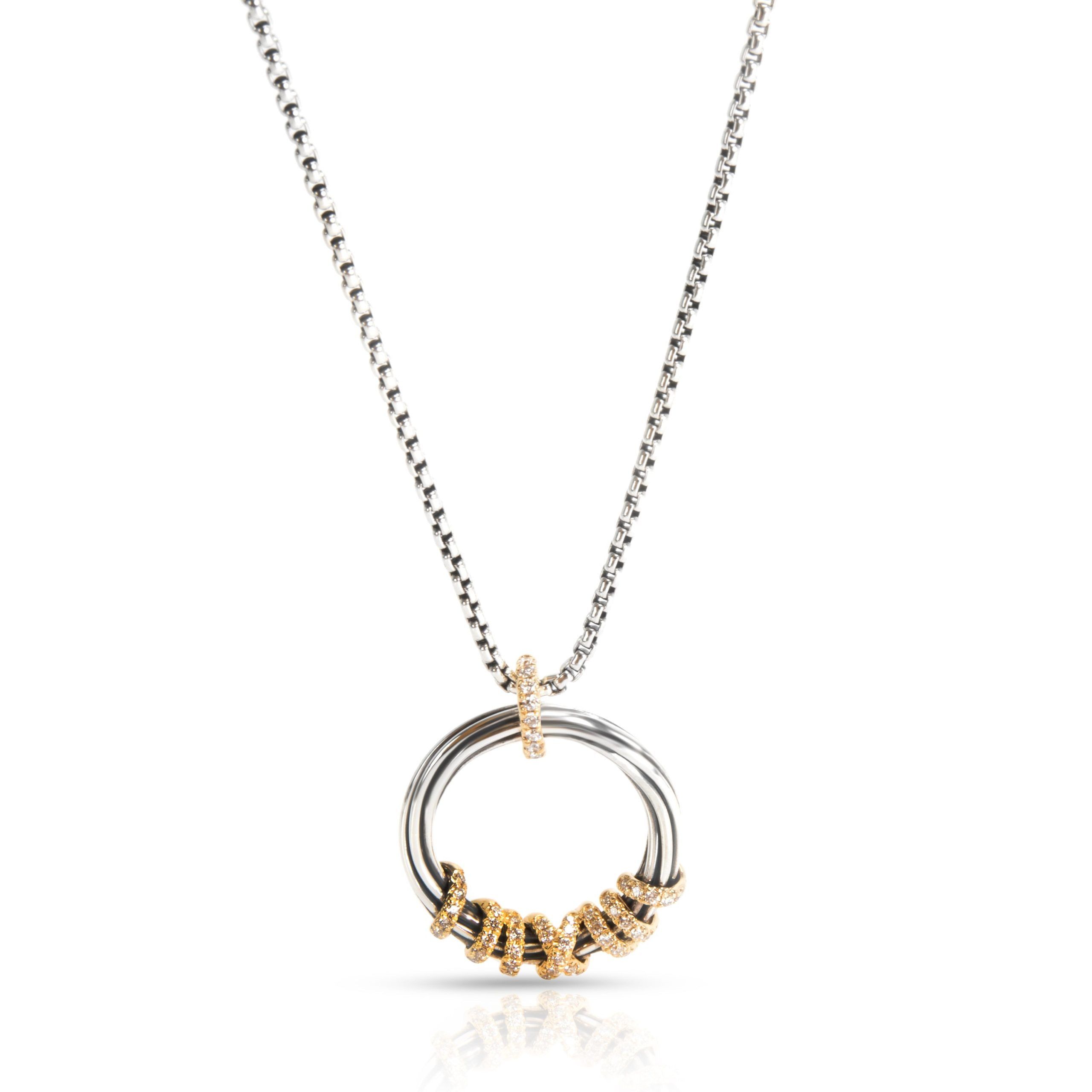 image of David Yurman Helena Medium Diamond Pendant Necklace In 18K Gold & Silver, Women's