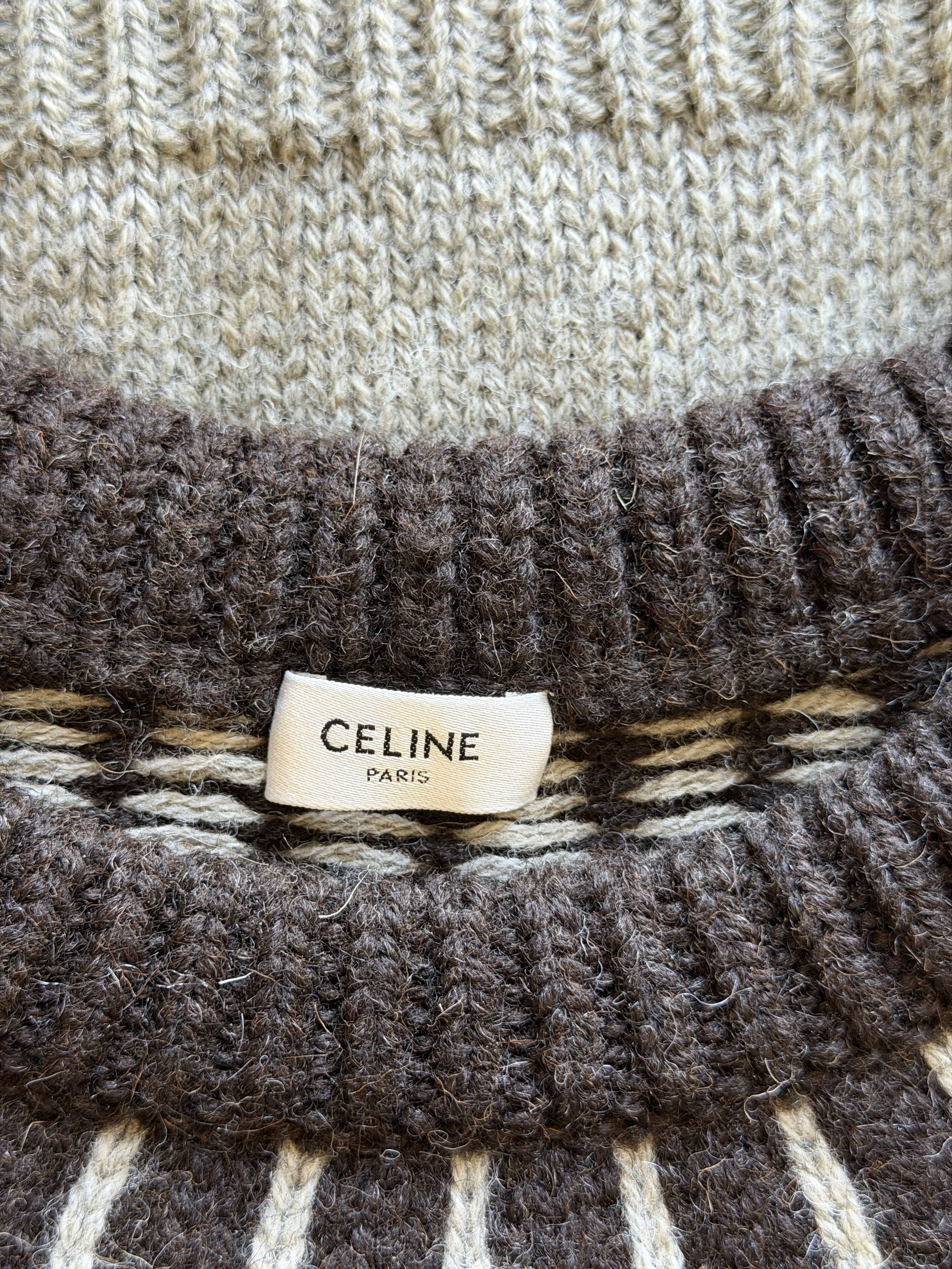 Celine Celine Fair Isle Wool Sweater in Gray Size US XL / EU 56 / 4 - 8 Thumbnail