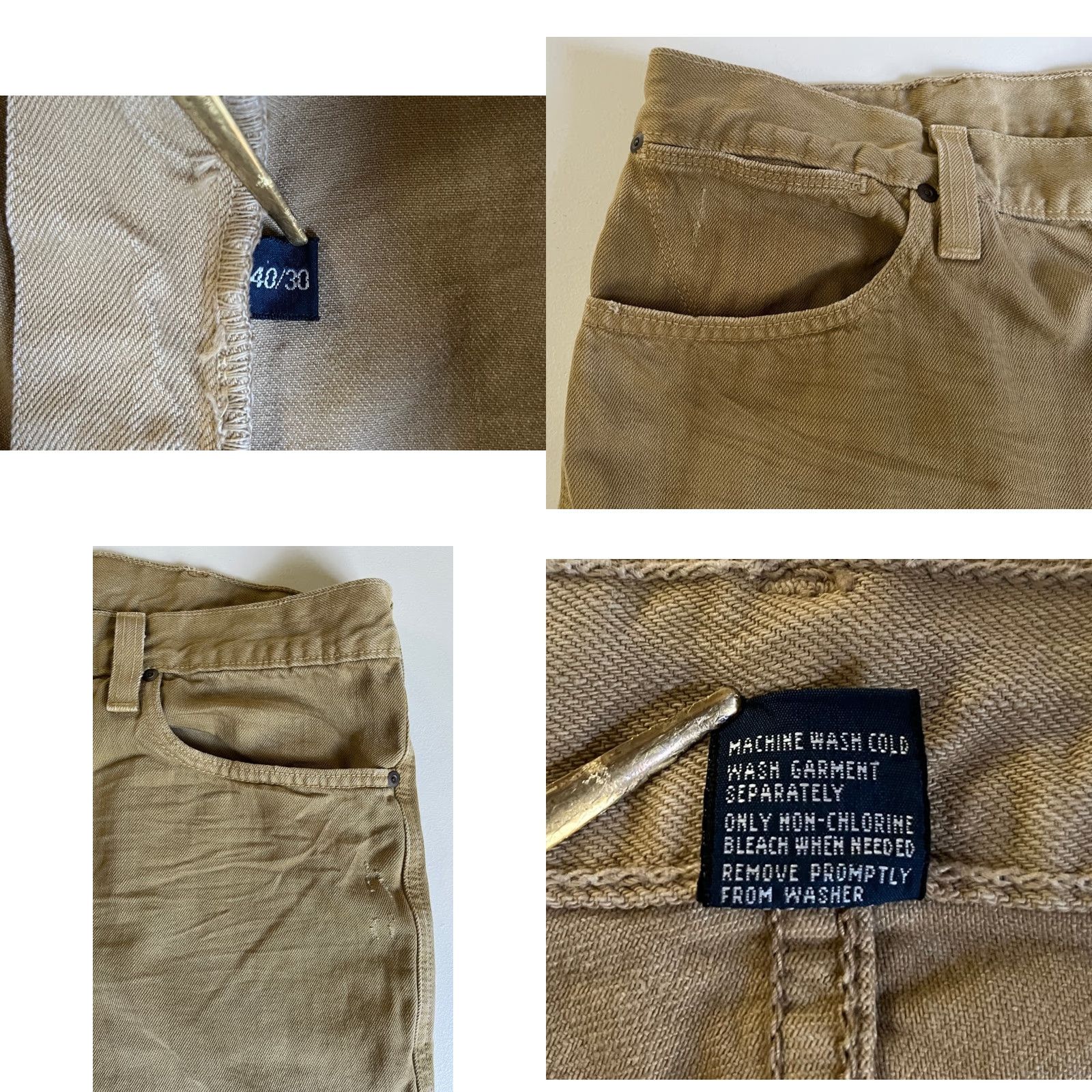 Polo Ralph Lauren VINTAGE Polo Ralph Lauren Jeans Bootcut Men 40x30 Khaki 100% Cotton 5-Pocket USA Workman's Manufacturing 40 Inseam Regular Denim Vintage Shirt? Size US L / EU 52-54 / 3 - 9 Thumbnail