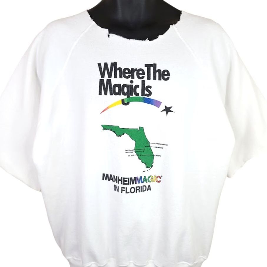 Rainbow VINTAGE Manheim Florida Surfer Sweatshirt Mens Size L Rainbow Magic Is 90s Crew Neck White Cotton Blend Shirt Size US L / EU 52-54 / 3 - 2 Thumbnail