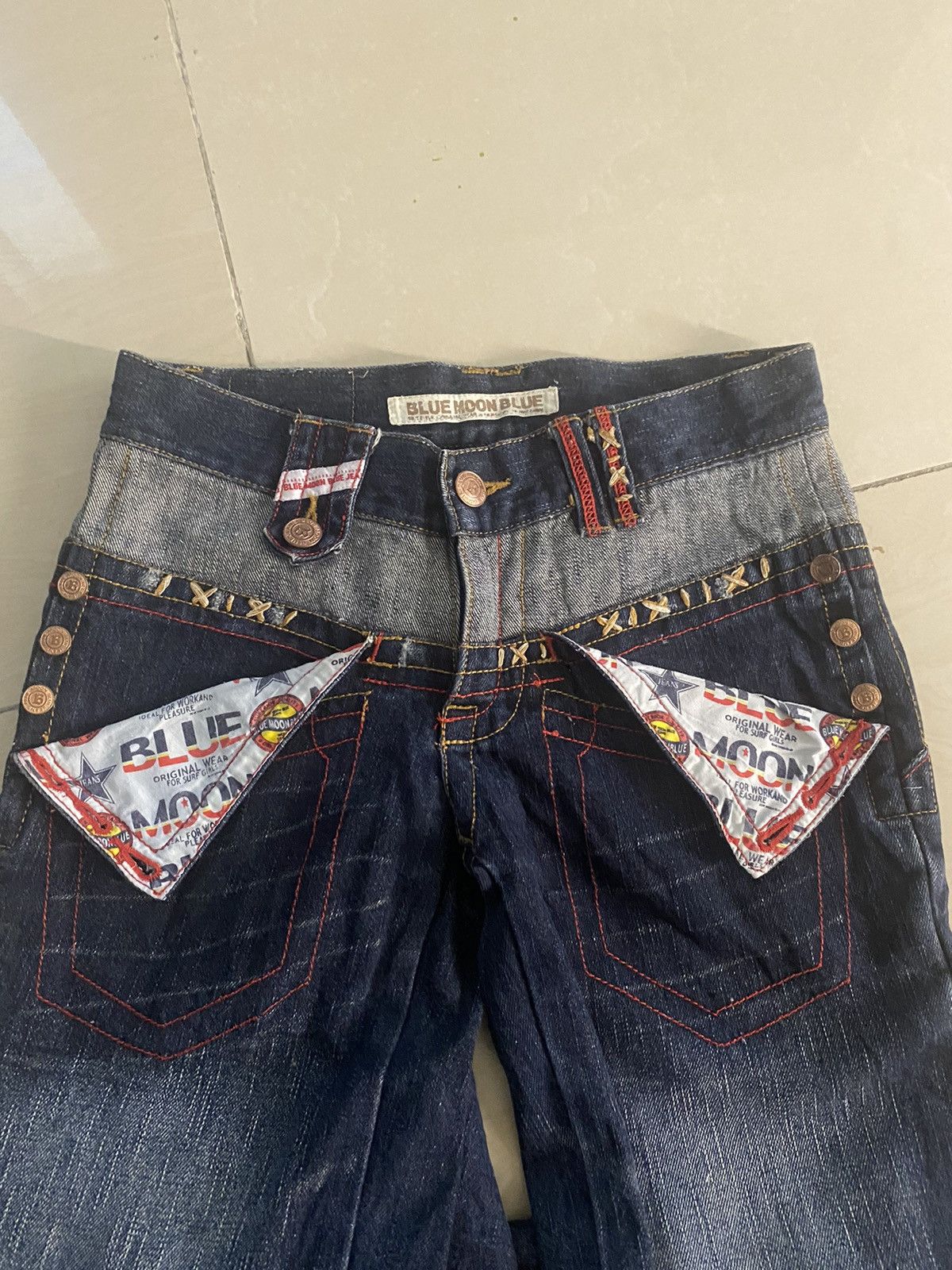 Japanese Brand × Vintage Blue Moon Blue Fatigue Surf Jeans Size US 29 - 3 Thumbnail