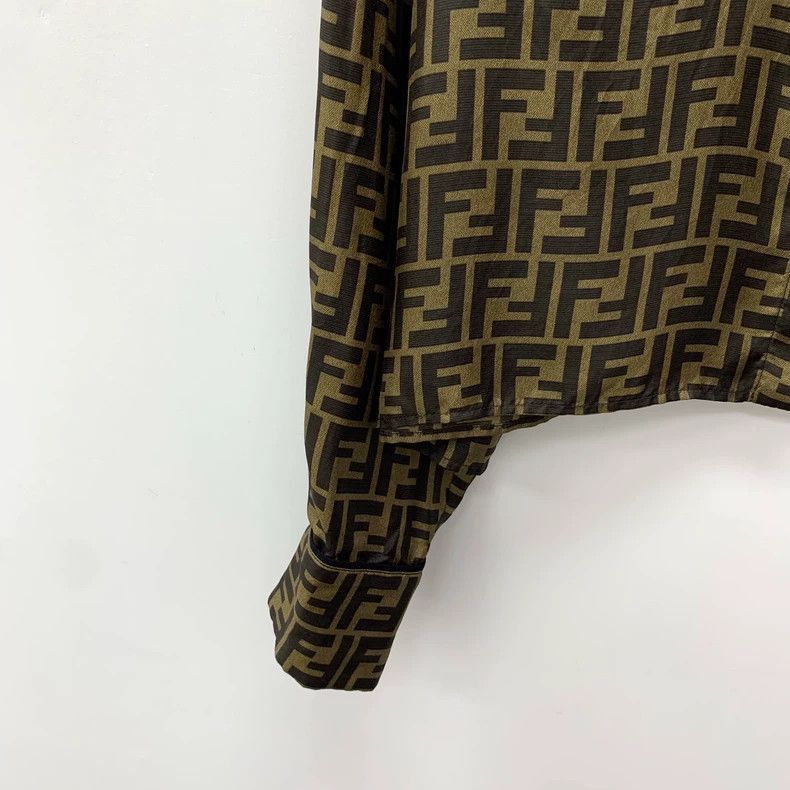 Fendi Fendi Brown Logo Silk Long Sleeve Shirt Size US M / EU 48-50 / 2 - 4 Thumbnail