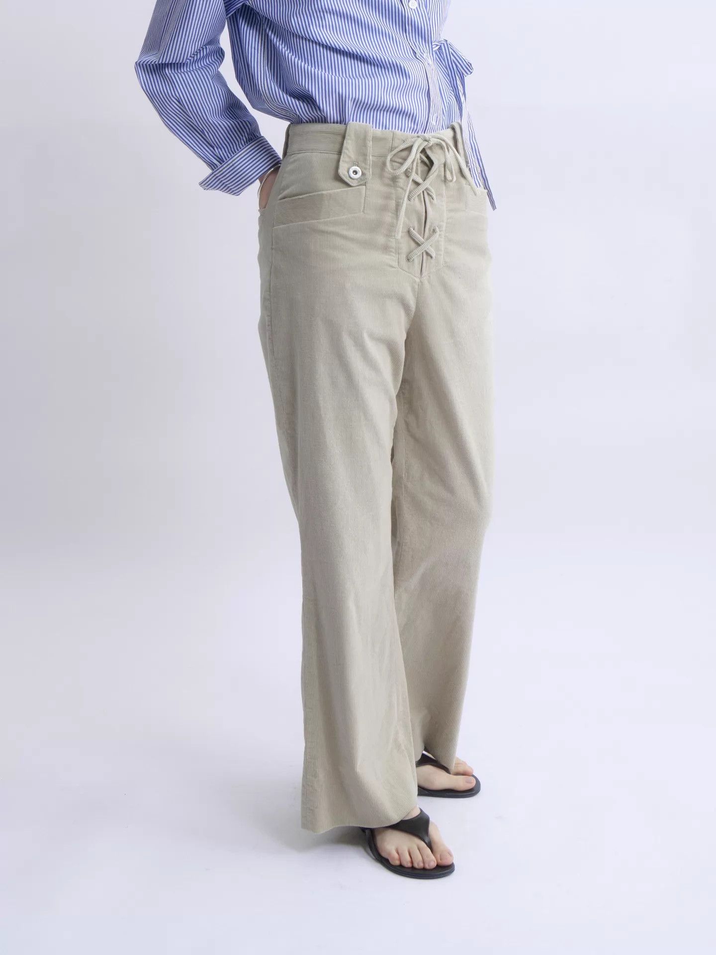 Miu Miu MIU MIU 2019AW Tie Belt Corduroy Military Wide Leg Pants Size 27" / US 4 / IT 40 - 6 Thumbnail