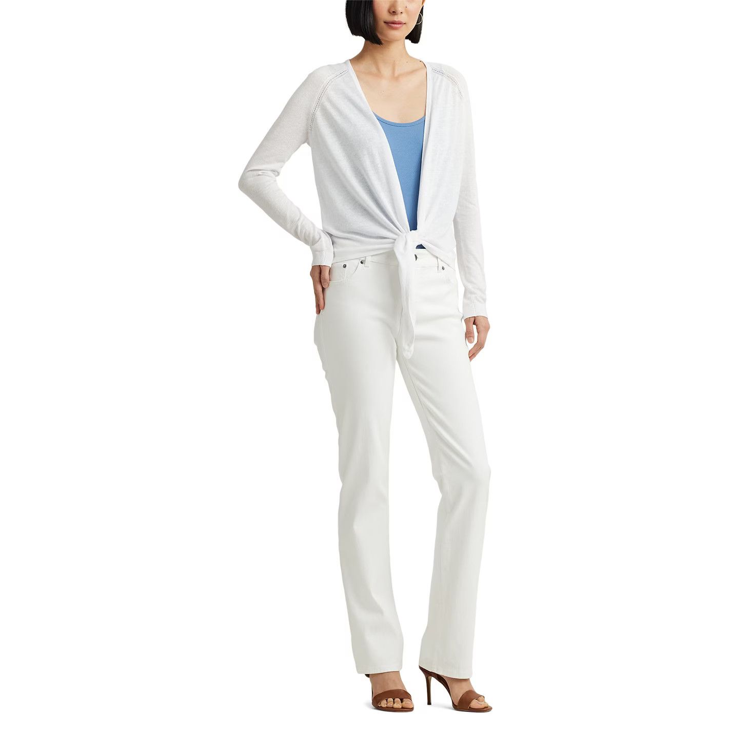 Lauren Ralph Lauren o1g2r1mq0825 Linen Blend Jumper in White Size S / US 4 / IT 40 - 4 Thumbnail