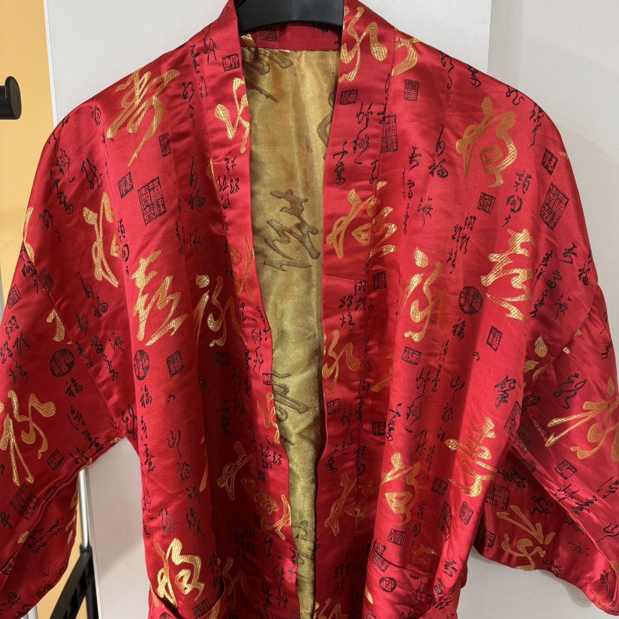 Vintage Silver Dragon Red/Gold Kimono Robe Size L Silky Shine Size L / US 10 / IT 46 - 4 Thumbnail