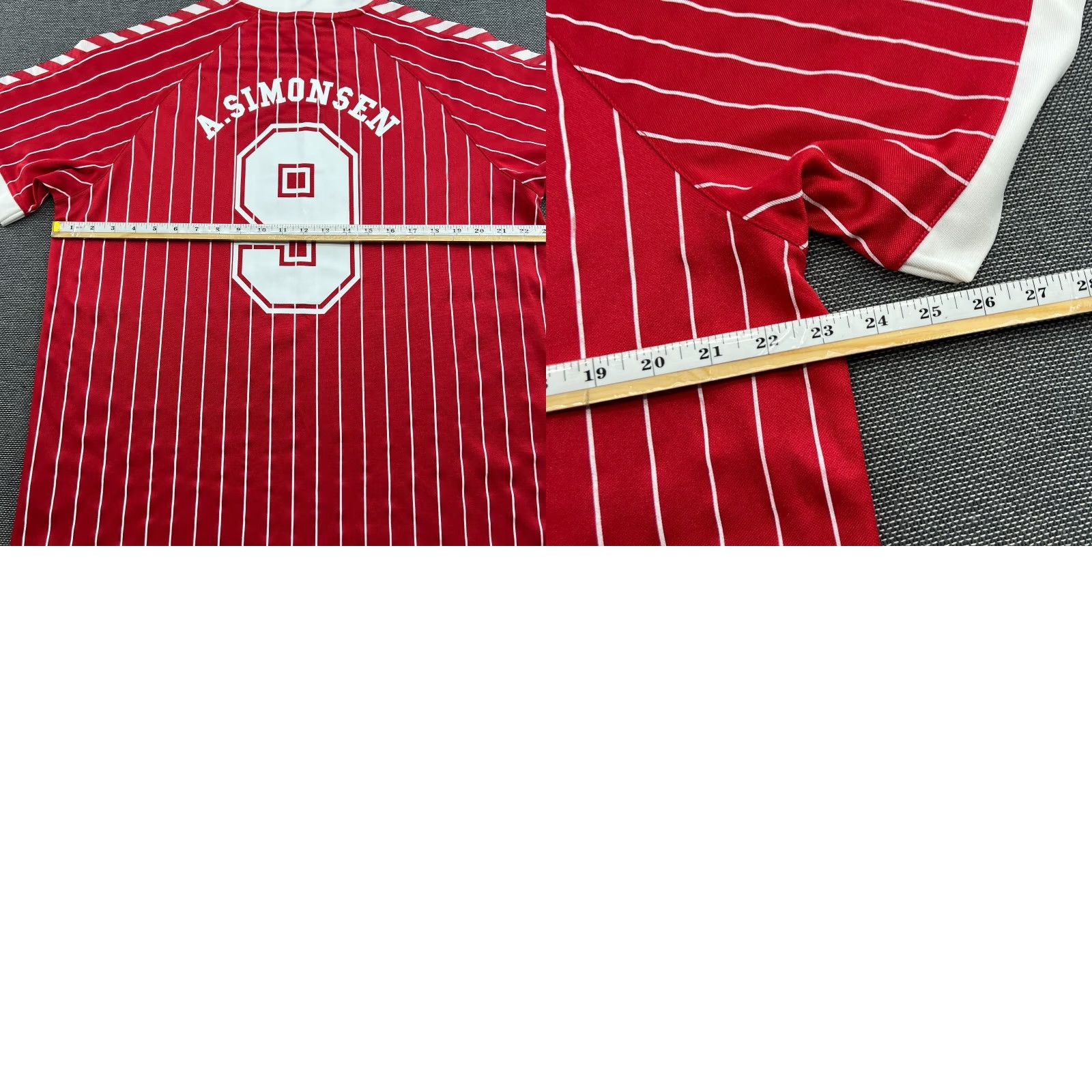 Hummel Hummel Shirt Denmark 1982 1983 Home Simonsen #9 Football Retro Jersey Mens 2XL Multicolor Short Sleeve T-Shirt Size US XXL / EU 58 / 5 - 9 Thumbnail