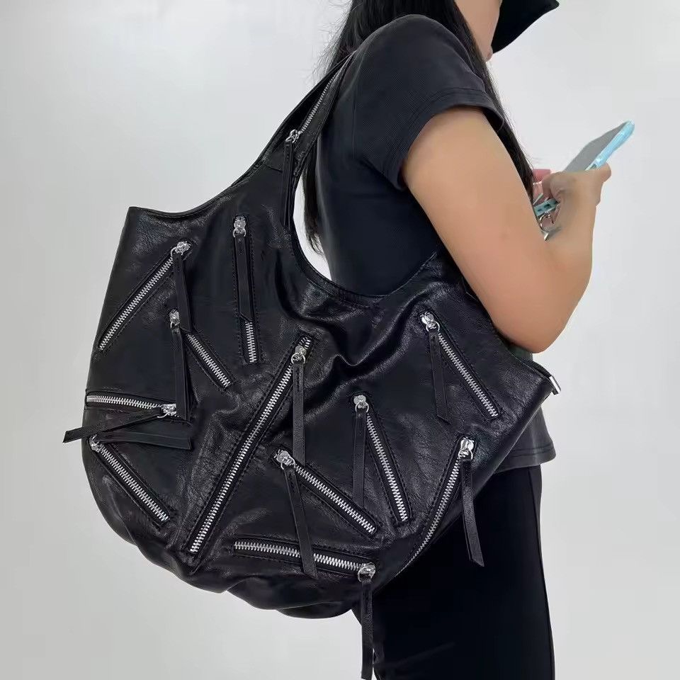 Other Streetwear Designer Zip Capacity PU Leather Shoulder Bag Size ONE SIZE - 1 Thumbnail