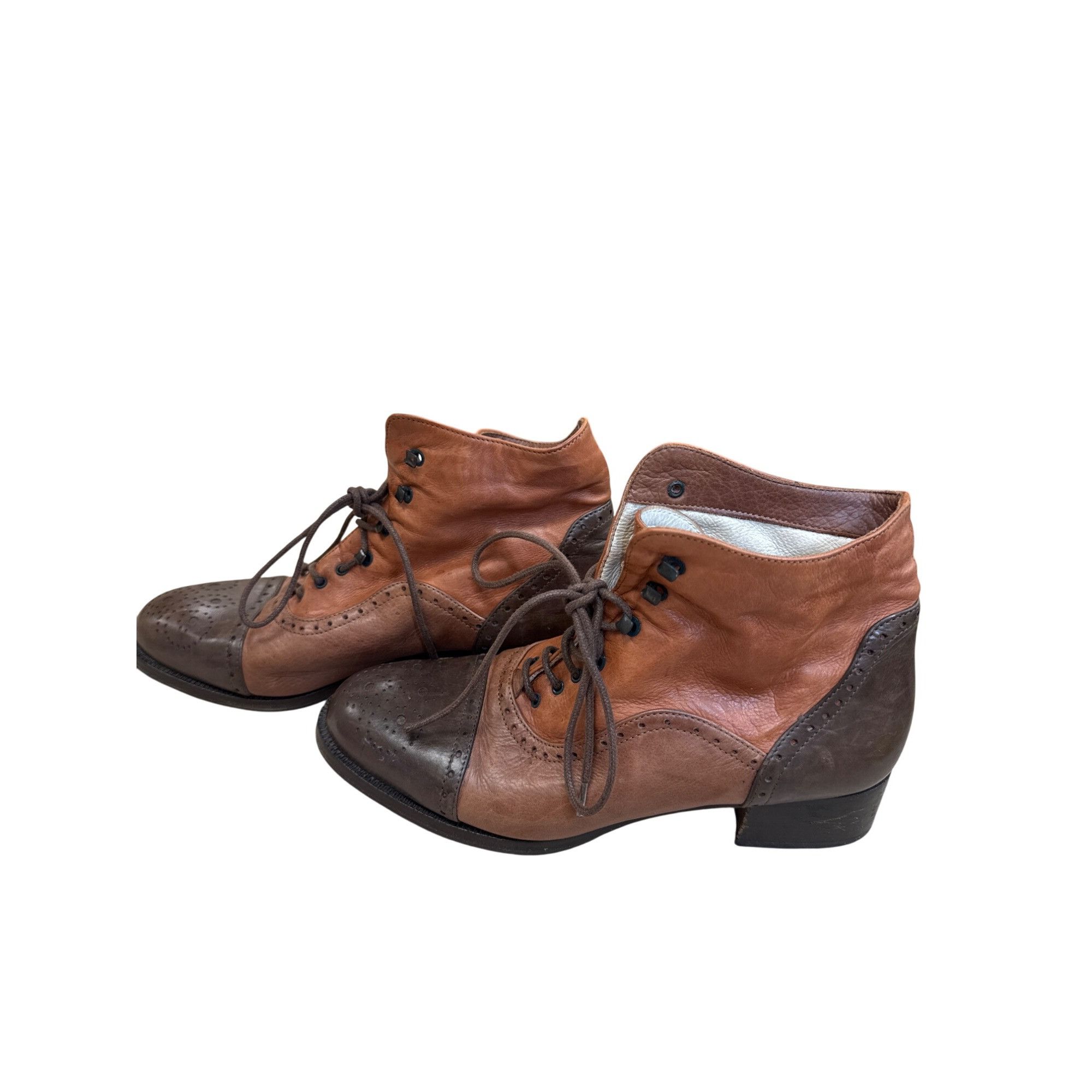 Other Tano Italian Made Womens Brown Leather Lace-Up Ankle Boots S Size US 6.5 / IT 36.5 - 3 Thumbnail