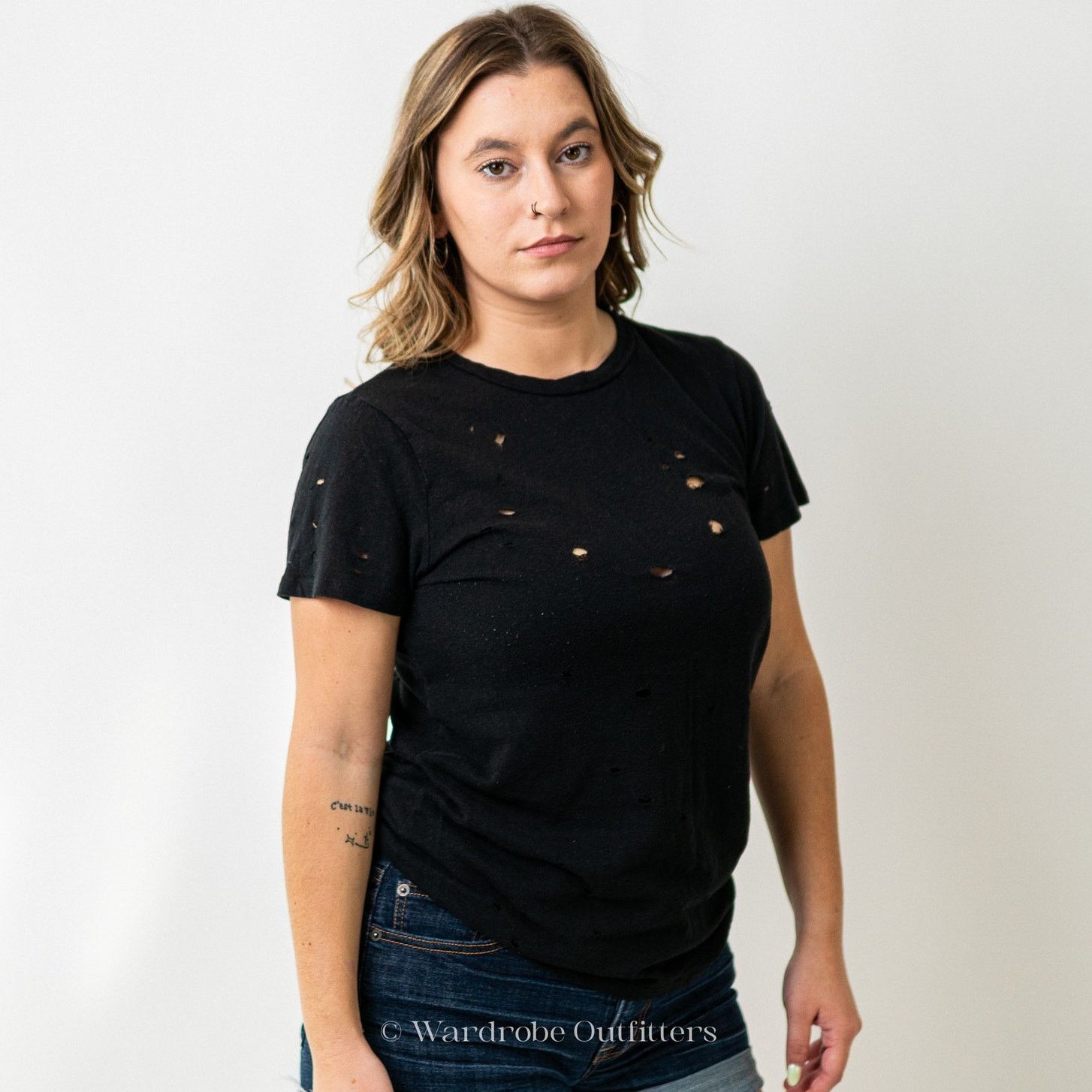 Designer Lulus Distressed Acid Thrashed Black Tee Size S / US 4 / IT 40 - 3 Thumbnail