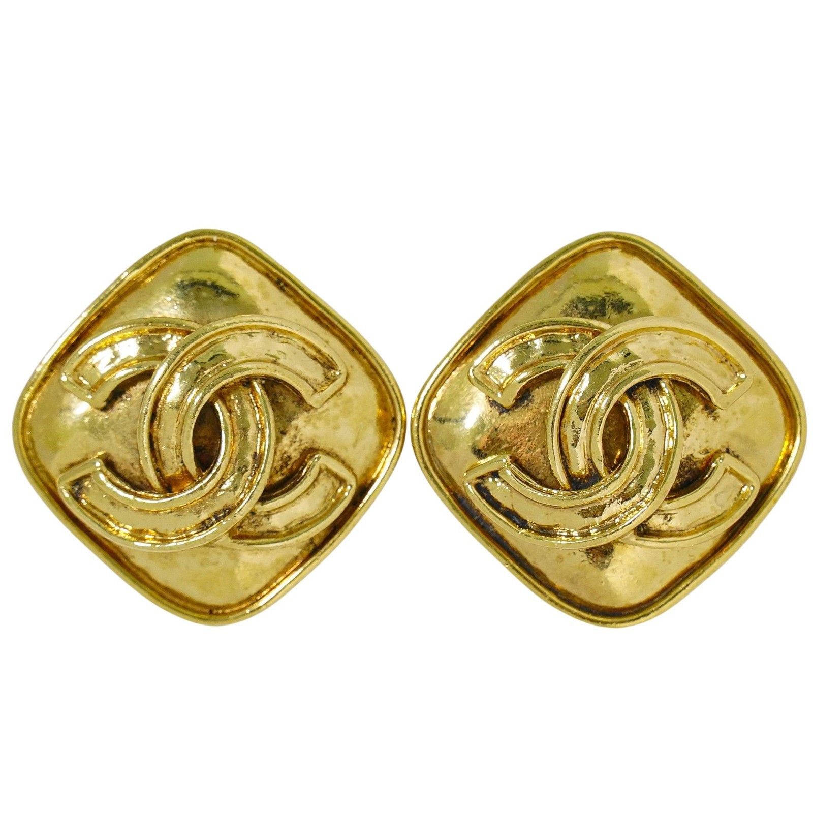 Chanel Chanel Vintage CC Diamond Shape Clips-On Earrings Gold-Plated Size ONE SIZE - 1 Thumbnail