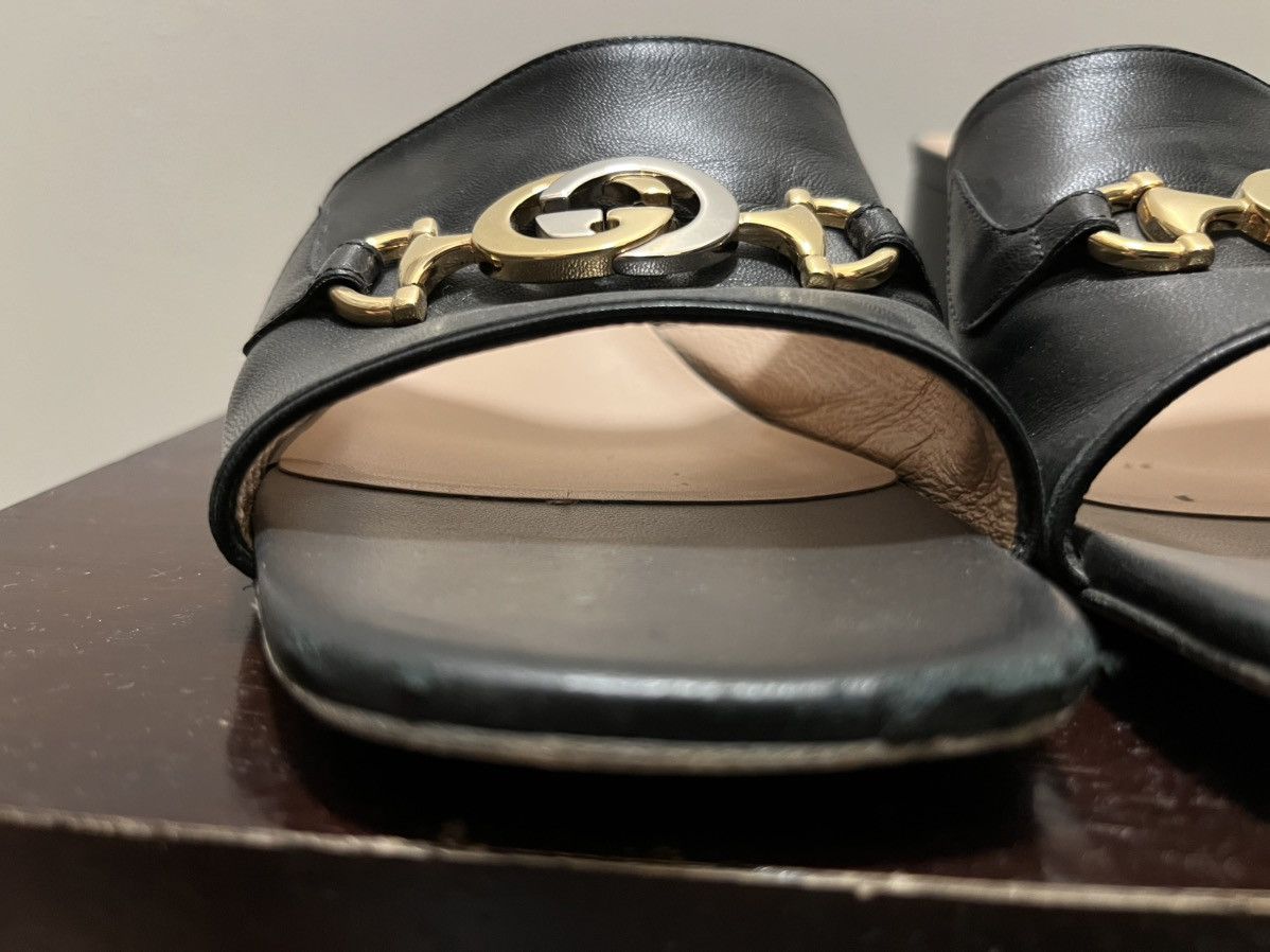 Gucci Gucci Black 624305 Zumi Interlocking G Leather Slide Sandals Size US 9 / IT 39 - 10 Thumbnail