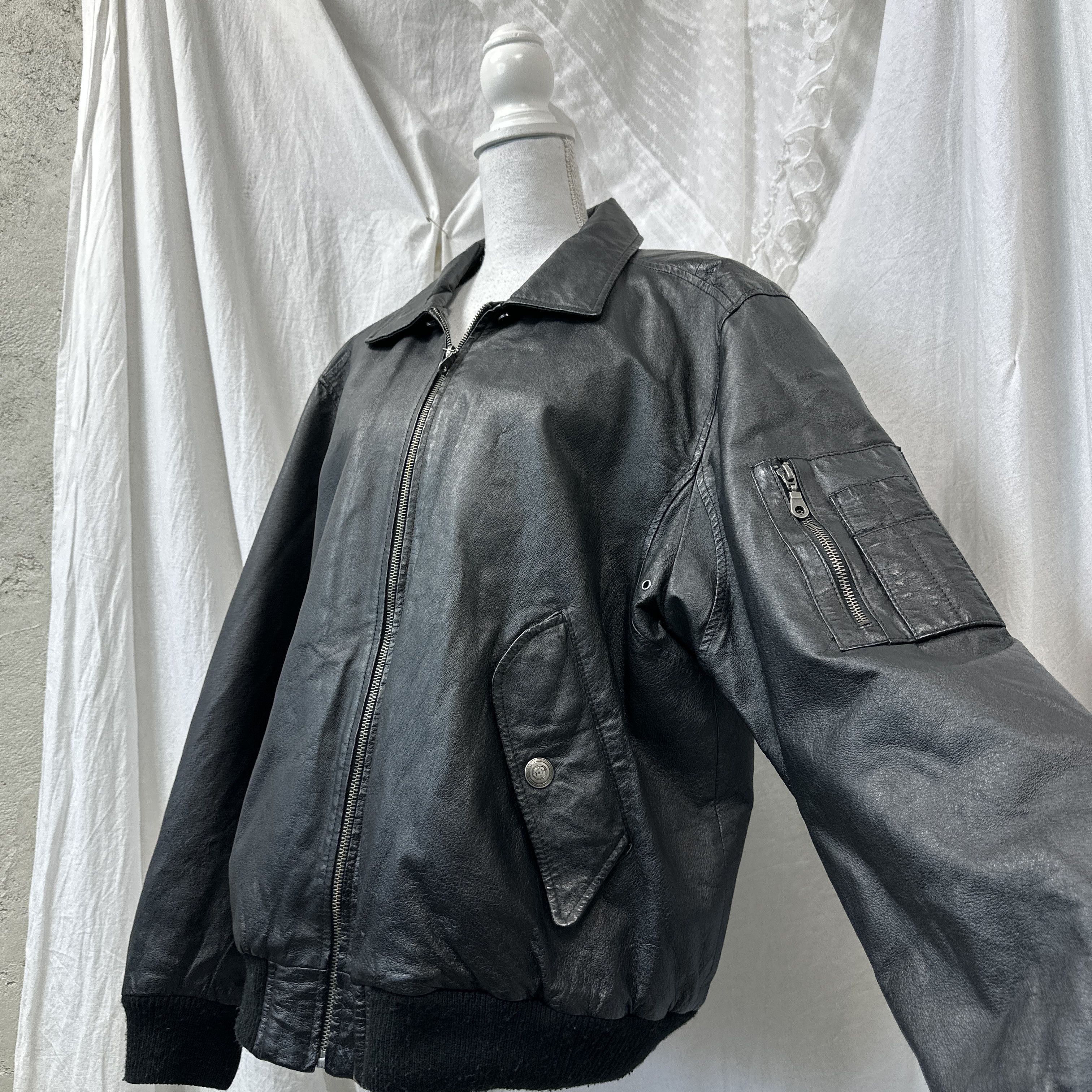 Vintage Vintage Grunge Leather Biker Moto Oversize Jacket 90s Size US XL / EU 56 / 4 - 9 Thumbnail
