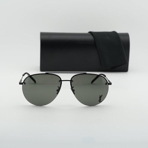 Saint Laurent Paris Saint Laurent CLASSIC 11F 005 Sunglasses Shiny Black Aviator Size ONE SIZE - 11 Thumbnail