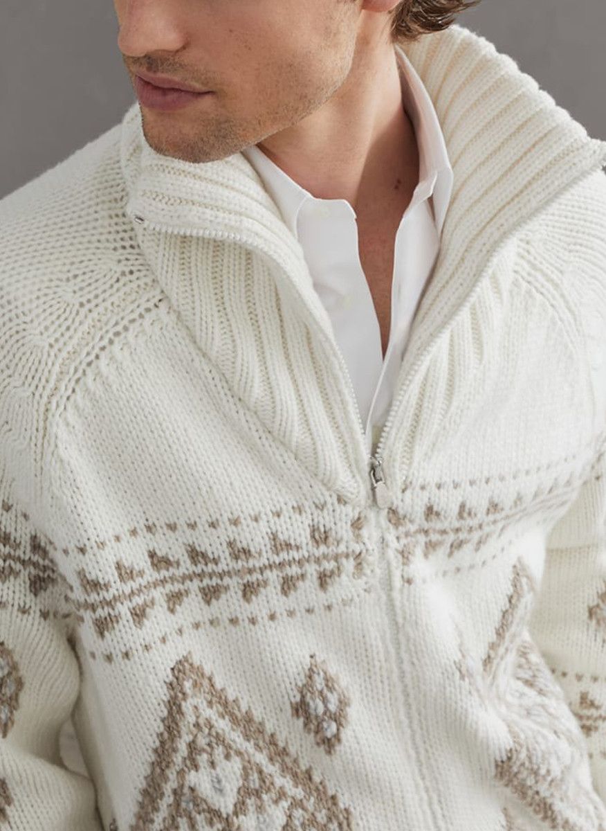 Brunello Cucinelli o1w1db10326 Cashmere Cardigan in White Size US S / EU 44-46 / 1 - 5 Thumbnail