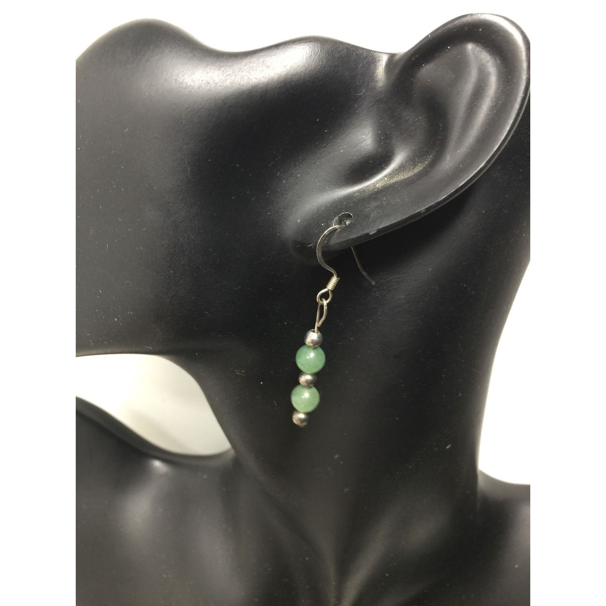 Other Women's Translucent Green & Silver Tone Beaded Dangle Earrin Size ONE SIZE - 2 Thumbnail