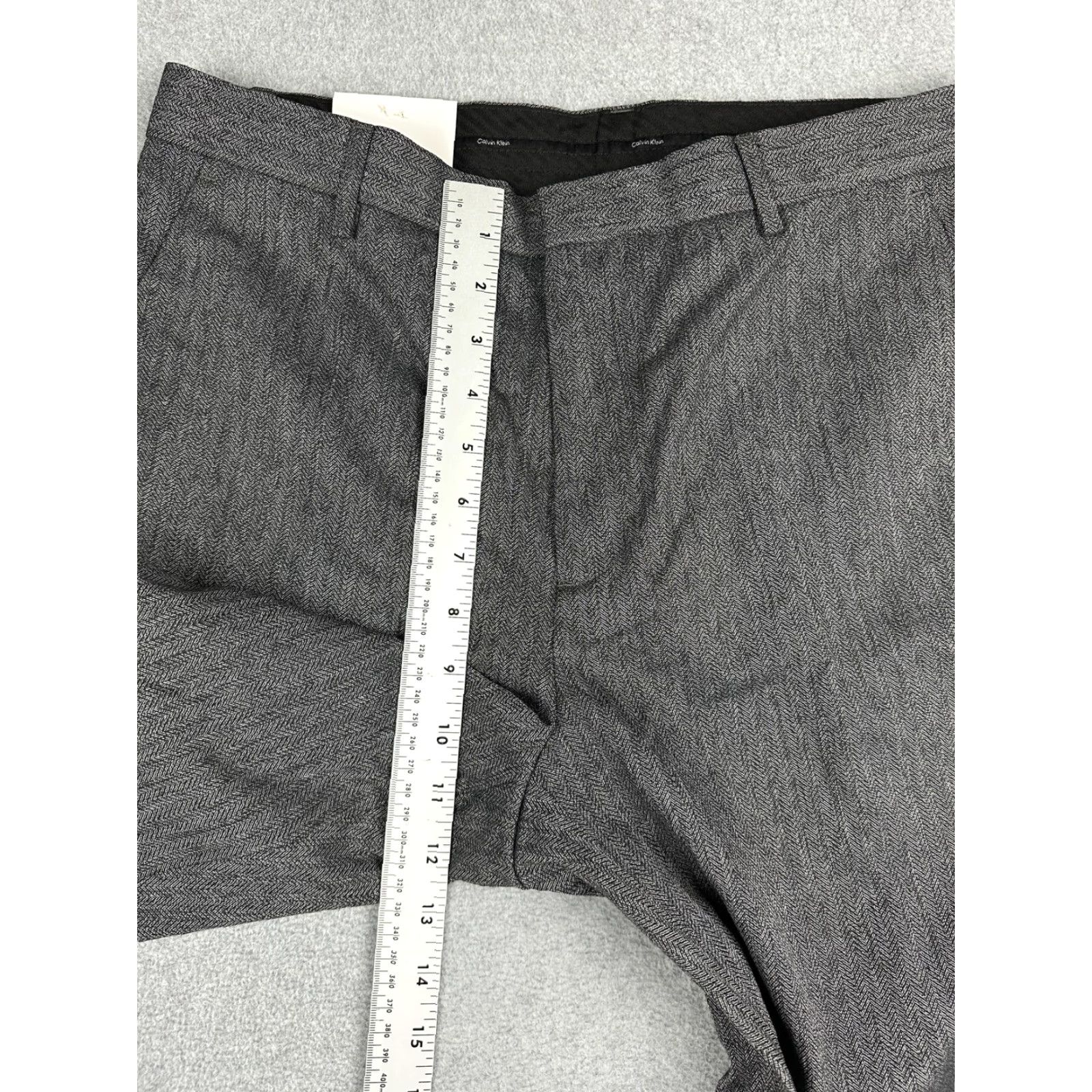Calvin Klein CALVIN KLEIN Dress Pants Mens 33x32 Gray Herringbone Straight Fit Business NWT Size US 33 - 5 Thumbnail