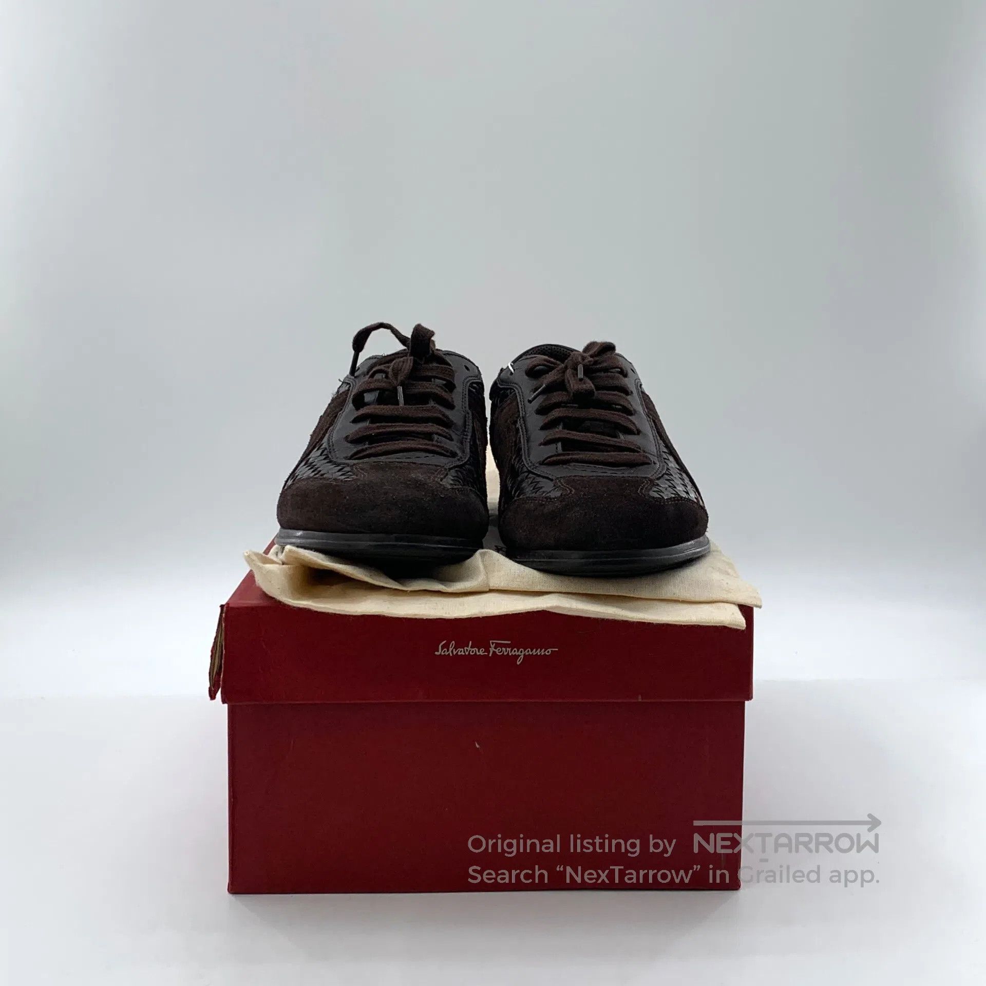 Salvatore Ferragamo Salvatore Ferragamo Dark brown woven laced casual flat loa Size US 7 / EU 40 - 8 Thumbnail