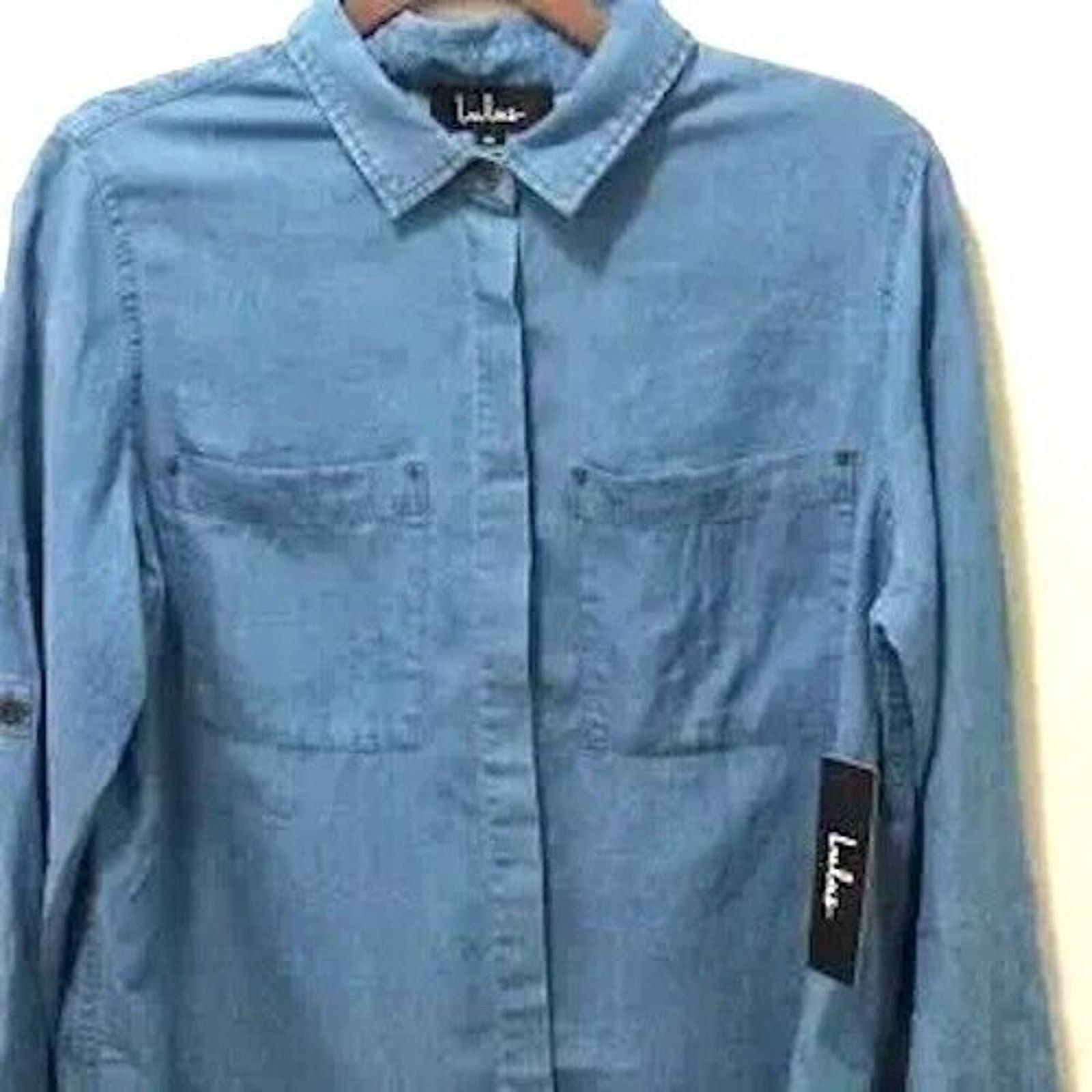 Other Lulus Womens Blue Chambray Streetwear Shirt Sz Med. NWT Size M / US 6-8 / IT 42-44 - 3 Thumbnail