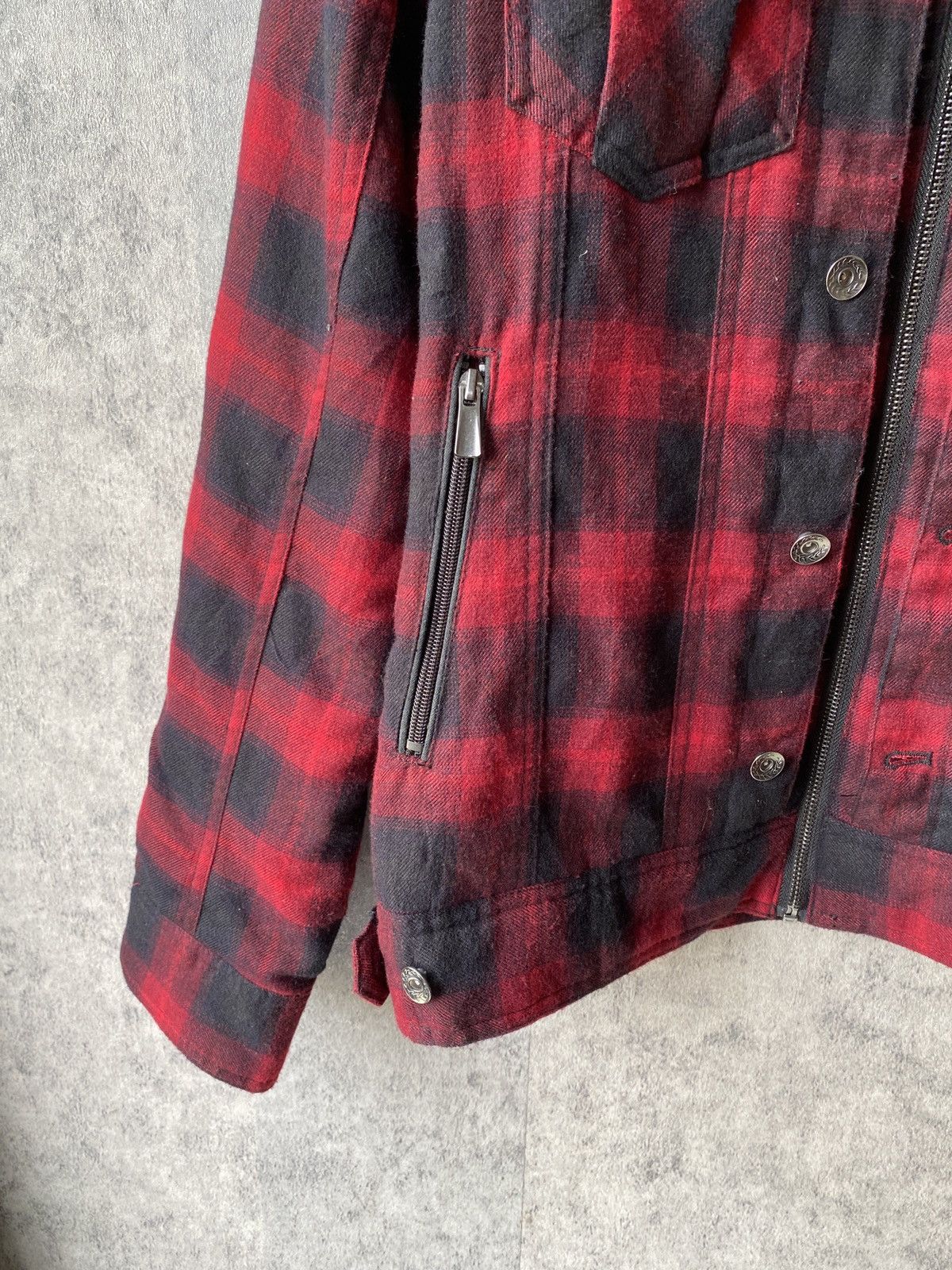 If Six Was Nine Double Focus Red Tartan Design Fur Zipper Jacket Size US L / EU 52-54 / 3 - 9 Thumbnail