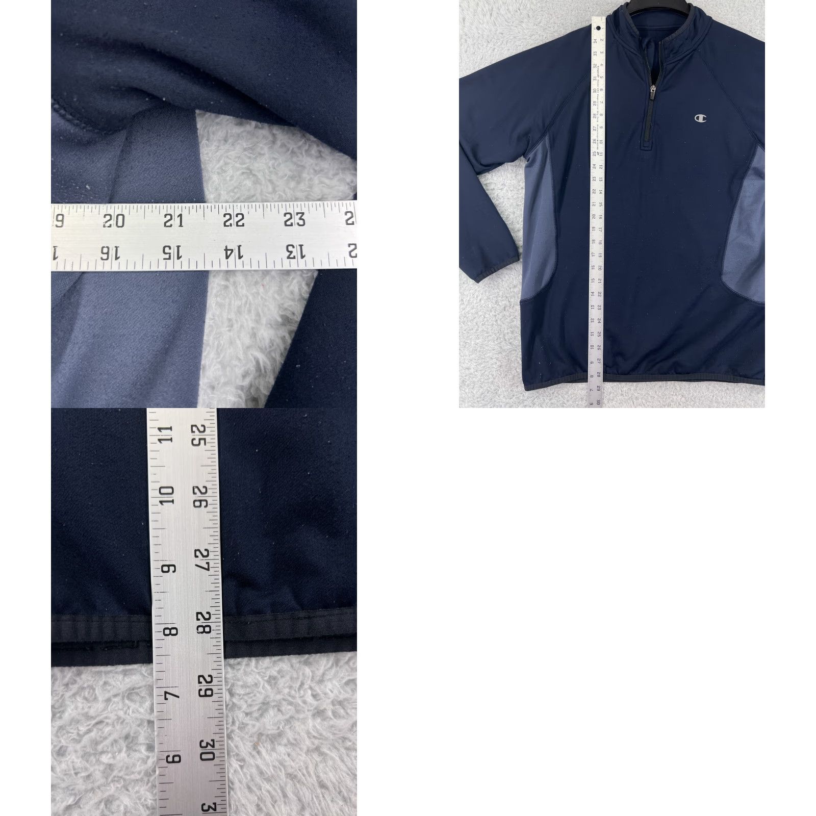 Champion Champion Mens Blue 1/4 Zip Sweater Long Sleeve Jersey Polyester Pullover Regular Size L Shirts? Size US L / EU 52-54 / 3 - 9 Thumbnail