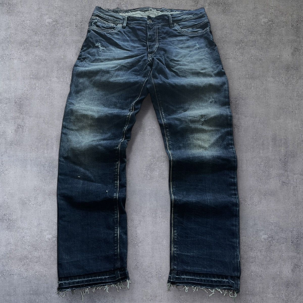 Other Dark Blue Distressed Flared Jeans Size US 36 / EU 52 - 1 Thumbnail