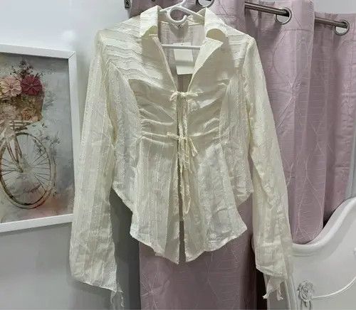 Japanese Brand Lace Up Blouse Size M / US 6-8 / IT 42-44 - 2 Thumbnail