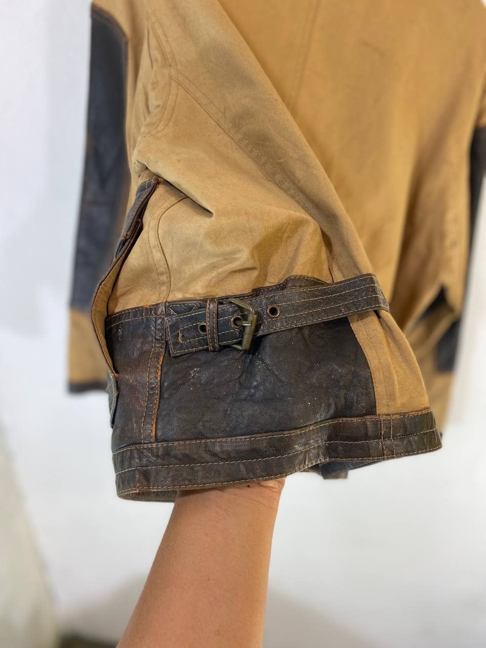 Japanese Brand vintage japanese brands partially leather jacket nice design Size US XL / EU 56 / 4 - 12 Thumbnail