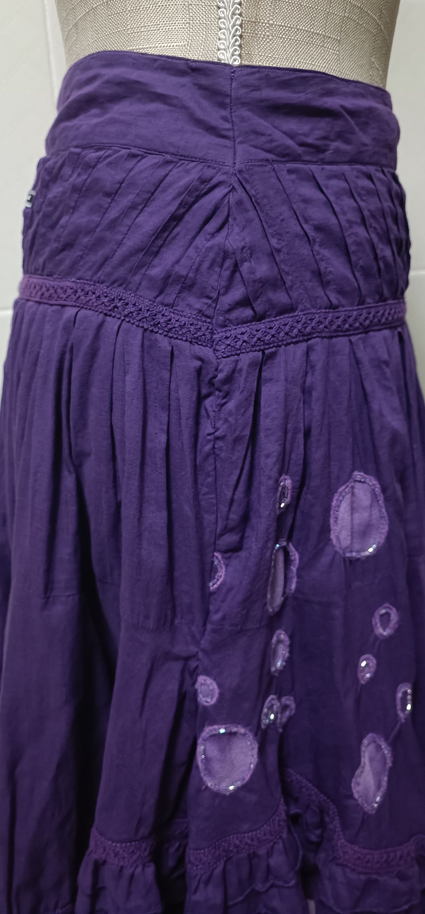 Jean Paul Gaultier Purple cotton skirt with silk ruffles Size 26" / US 2 / IT 38 - 14 Thumbnail
