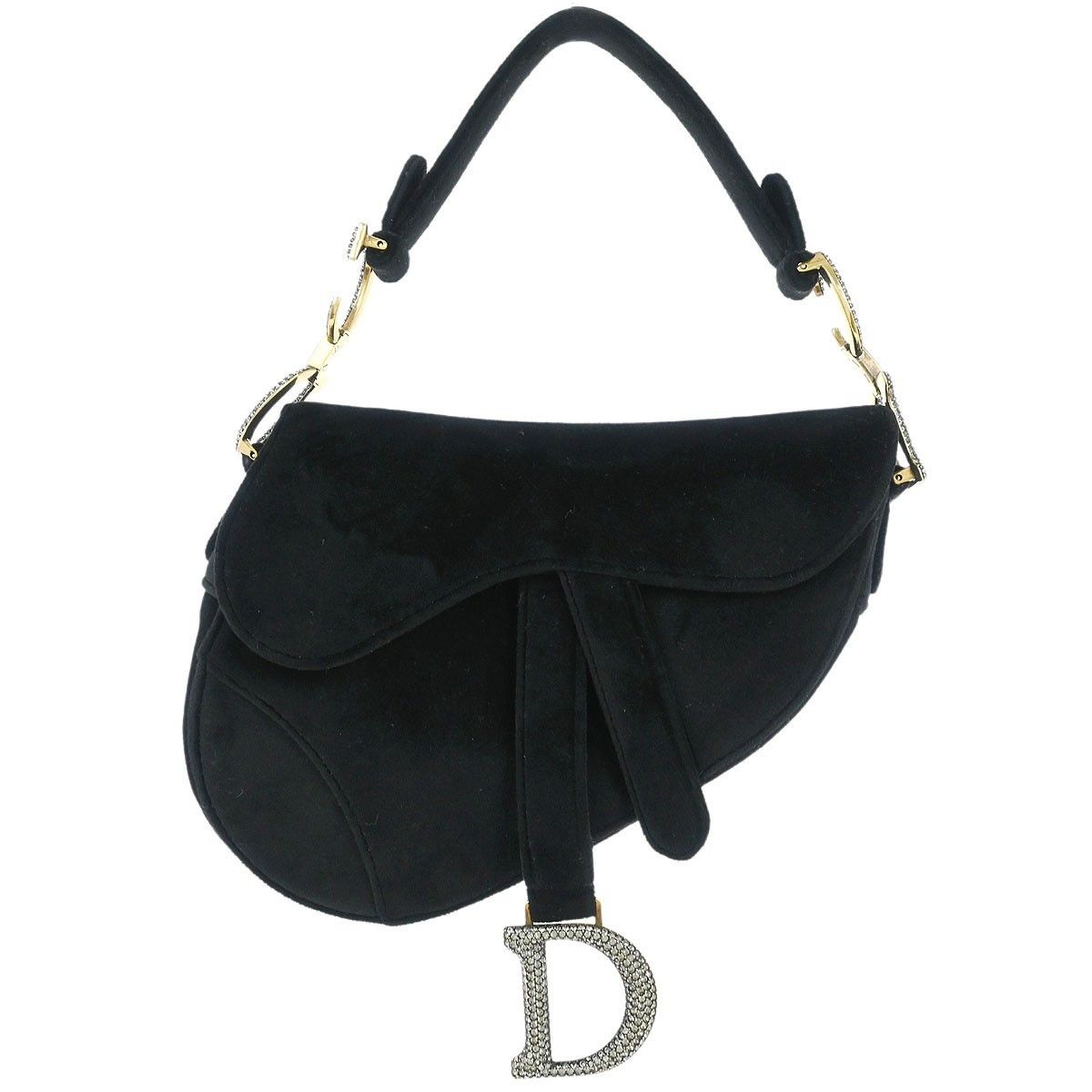 Dior Christian Dior Saddle Handbag Velvet with Crystals Size ONE SIZE - 1 Thumbnail