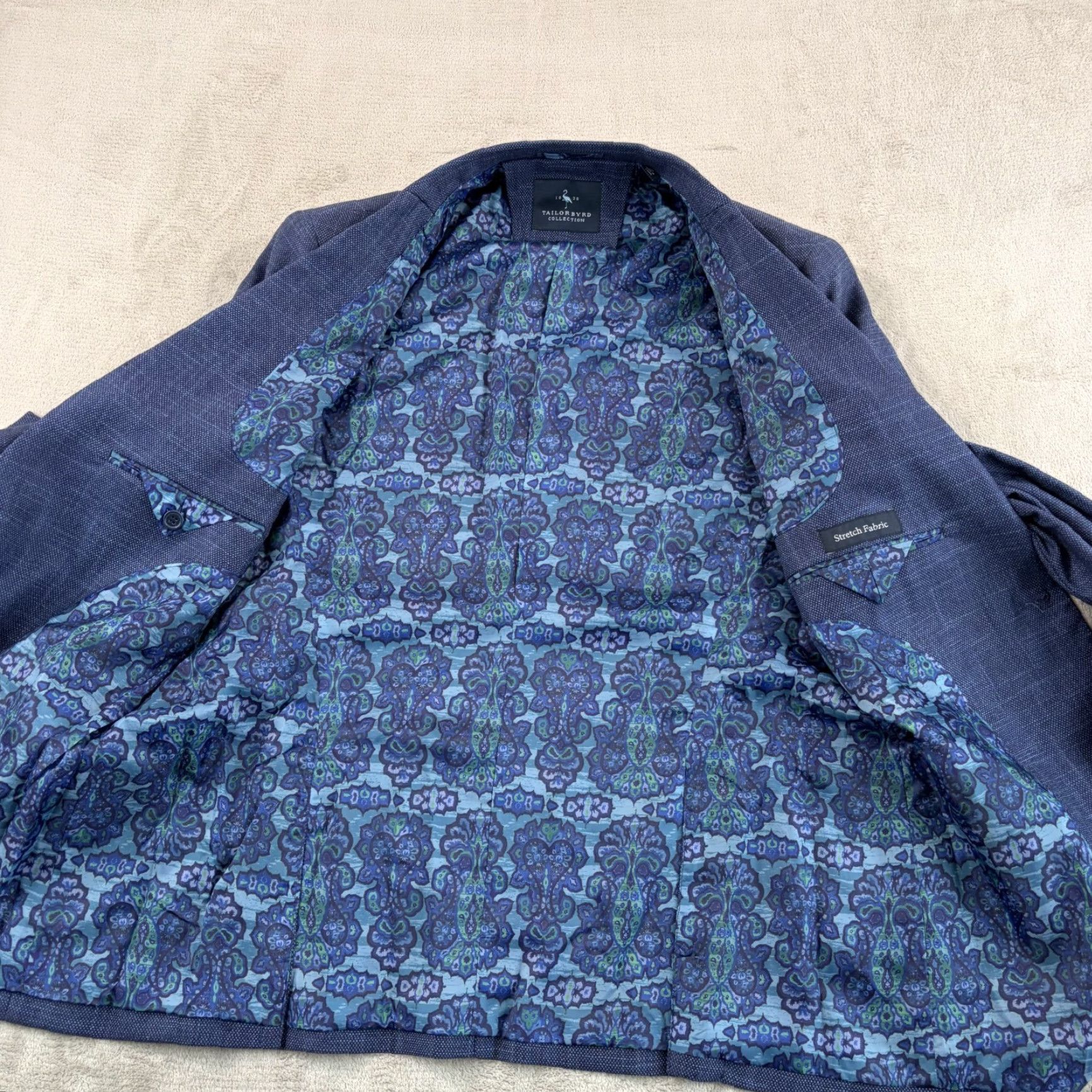 Tailorbyrd Tailorbyrd Collection Sport Coat Blazer Denim Blue 40R Men Regular Two-Button Notch Lapel Stretch Polyester Rayon Spandex NWT Size 40R - 4 Thumbnail