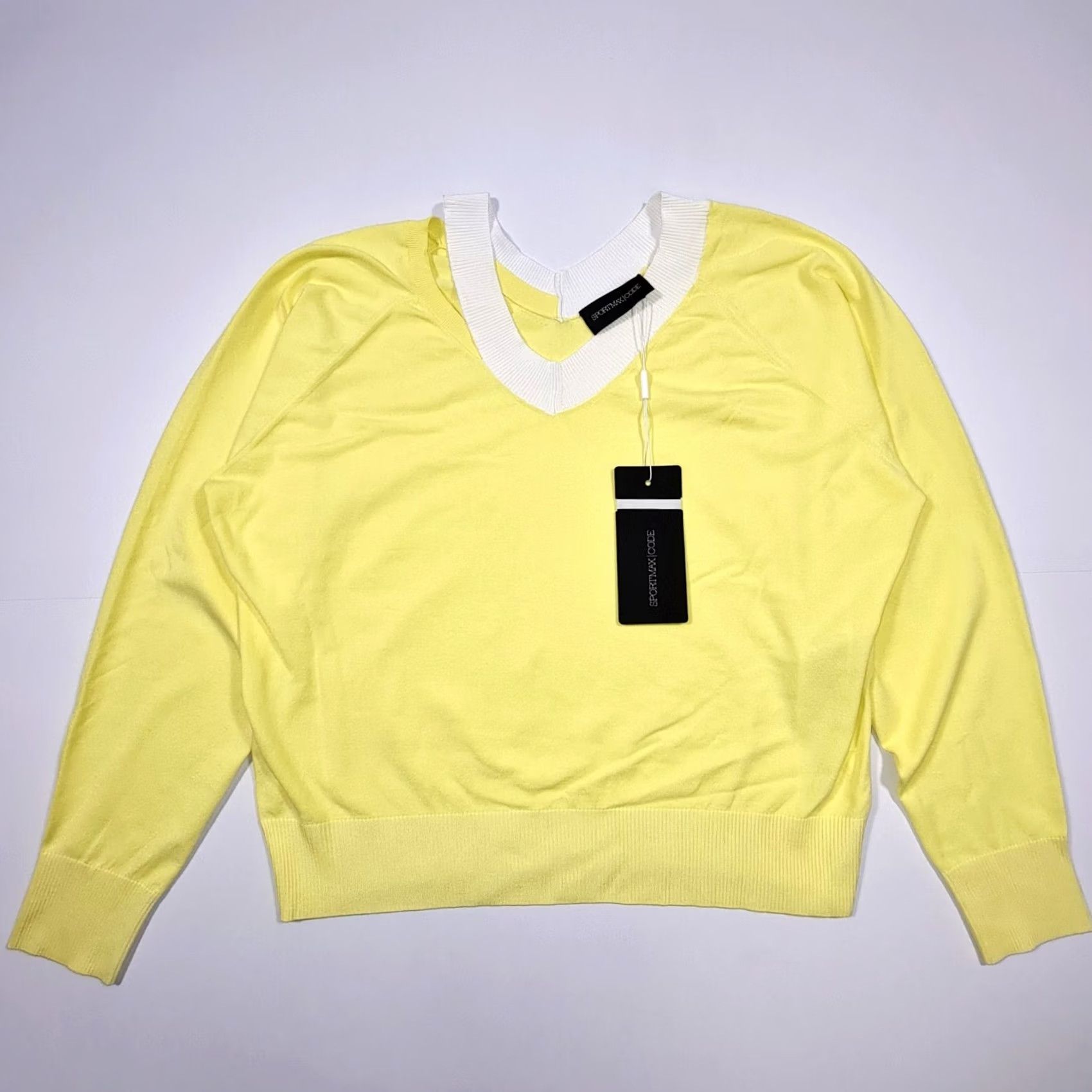 Sportmax SportMax Womens Jumper Yellow L Long Sleeve V-Neck Pullover Knit Top Size L / US 10 / IT 46 - 3 Thumbnail